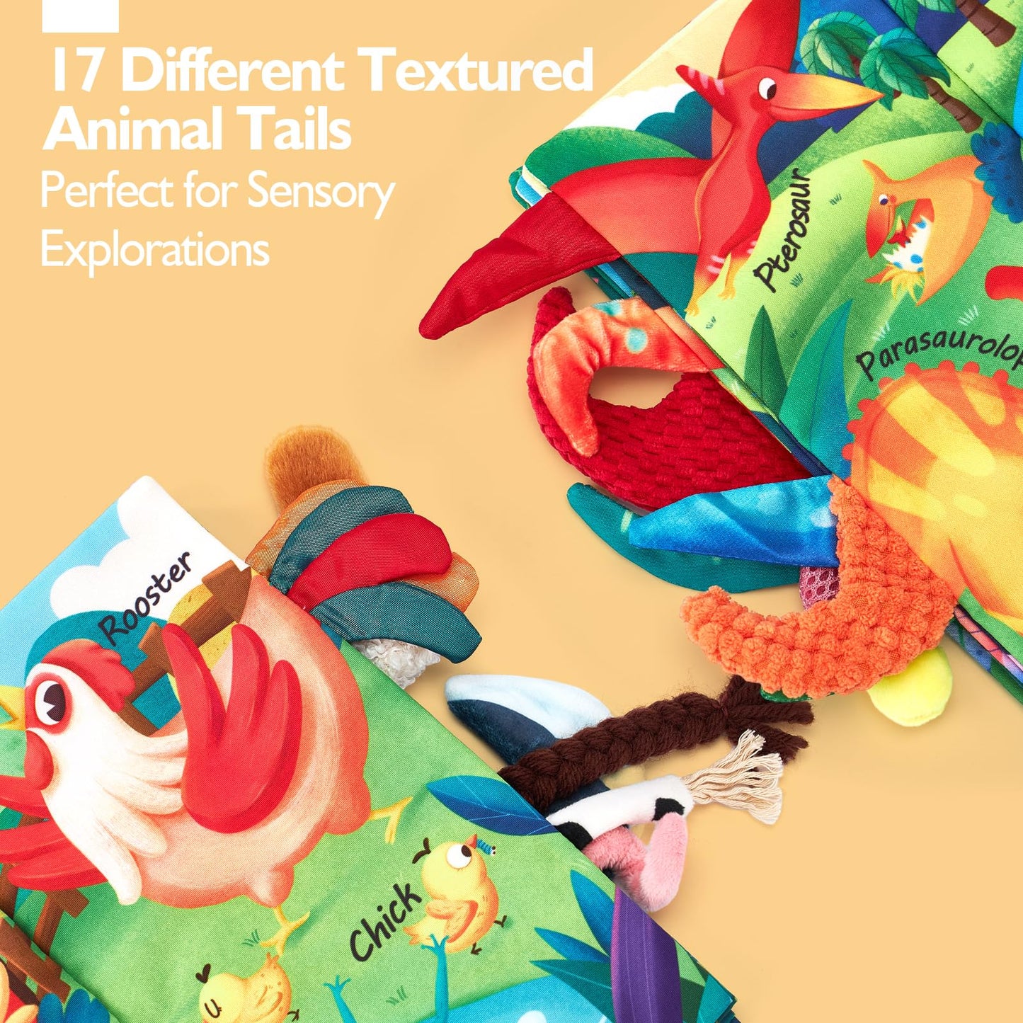 hahaland Baby Books 2PCS – Soft Tummy Time Sensory Books for Babies 0-12 Months | Stroller & Travel Toys