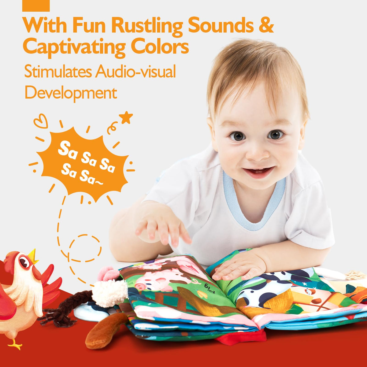 hahaland Baby Cloth Book 0-12 Months | Sensory Tummy Time Soft Book
