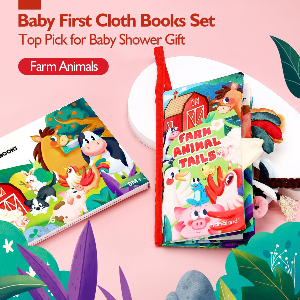 hahaland Baby Cloth Book 0-12 Months | Sensory Tummy Time Soft Book