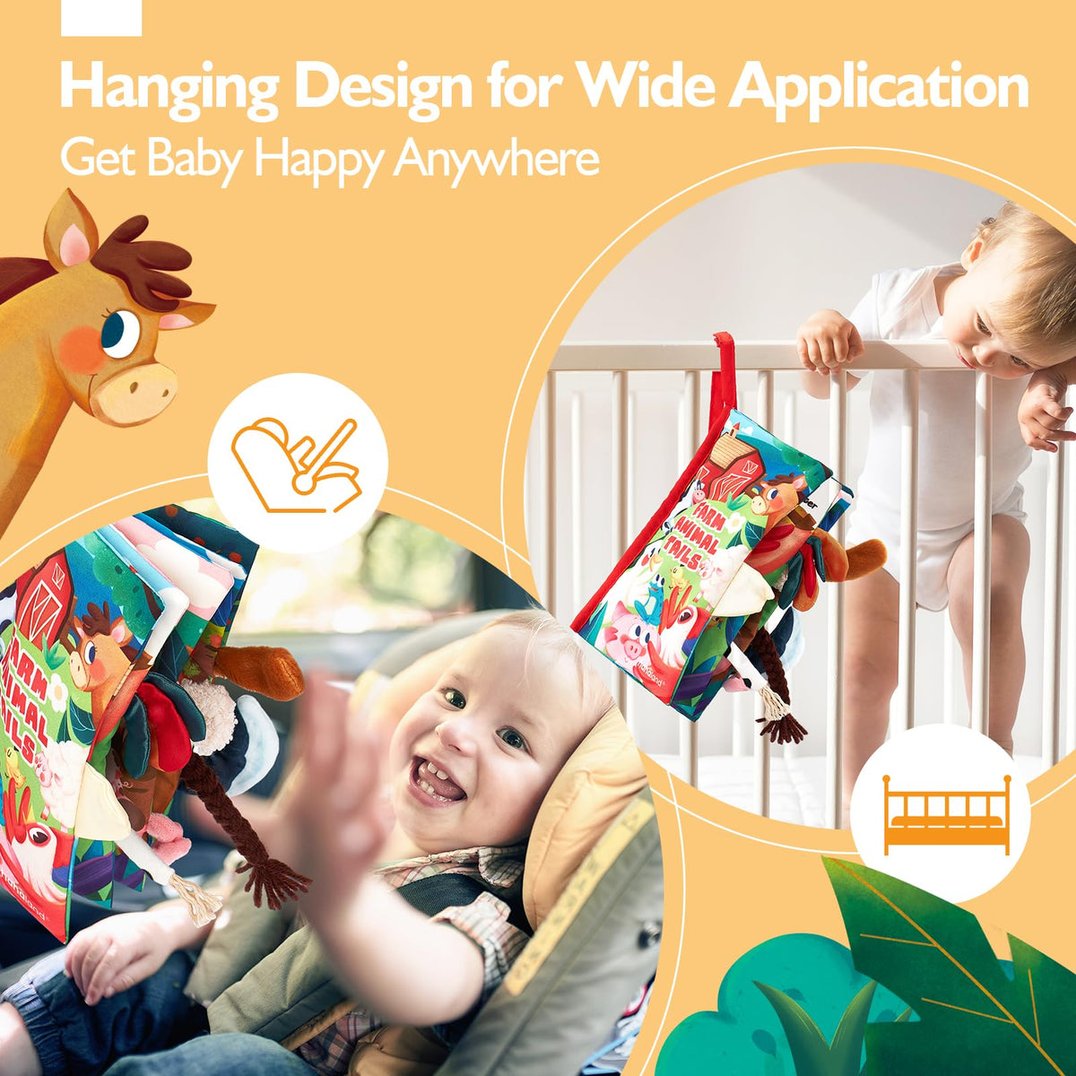 hahaland Baby Cloth Book 0-12 Months | Sensory Tummy Time Soft Book