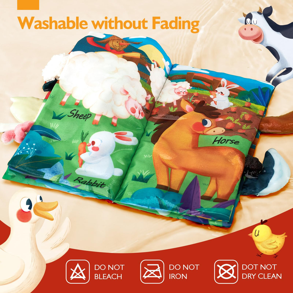 hahaland Baby Cloth Book 0-12 Months | Sensory Tummy Time Soft Book