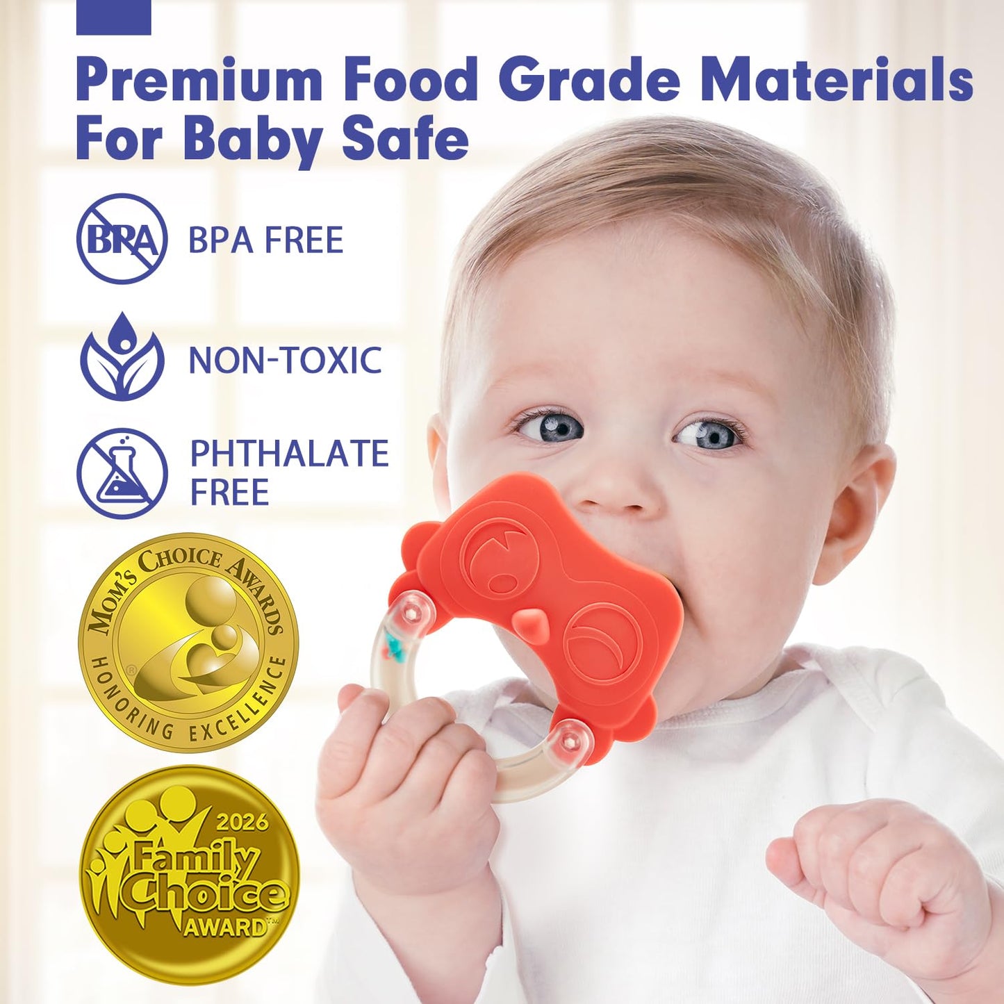 Hahaland 10-Piece Baby Rattle & Teether Set — Safe Montessori Toys for 0-12 Months