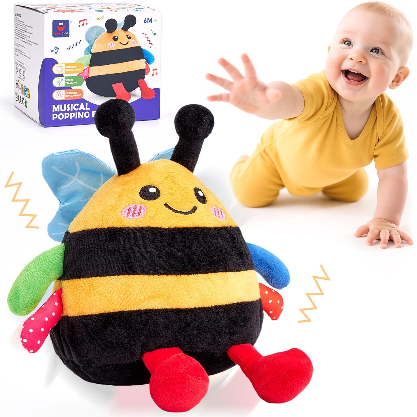 Hahaland Baby Bee Toy – Crawling, Dancing Plush for 6–18 Months (Music & Voice)