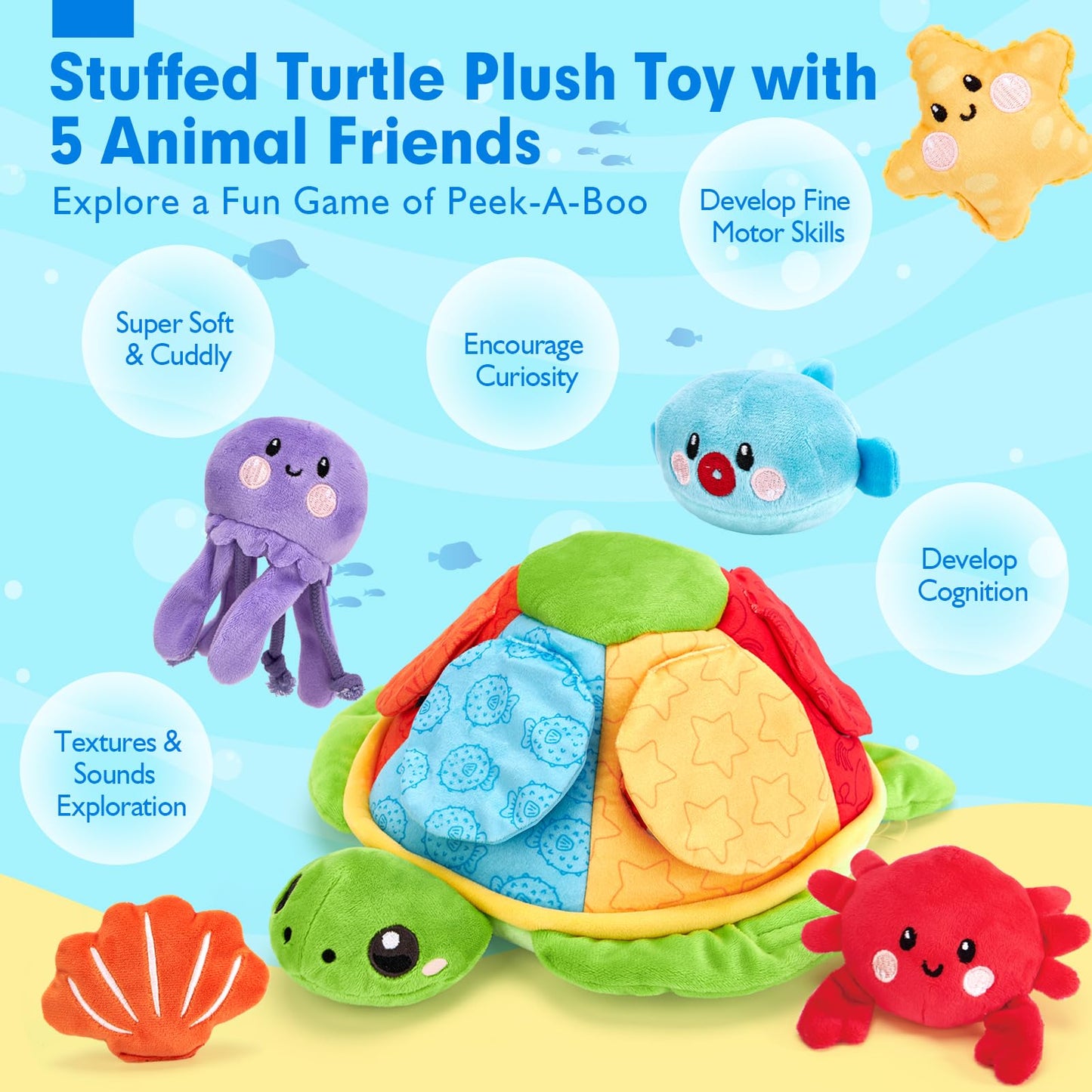 Hahaland Baby Toys for 6-12 Months | Interactive Turtle Peekaboo & Sea Creatures