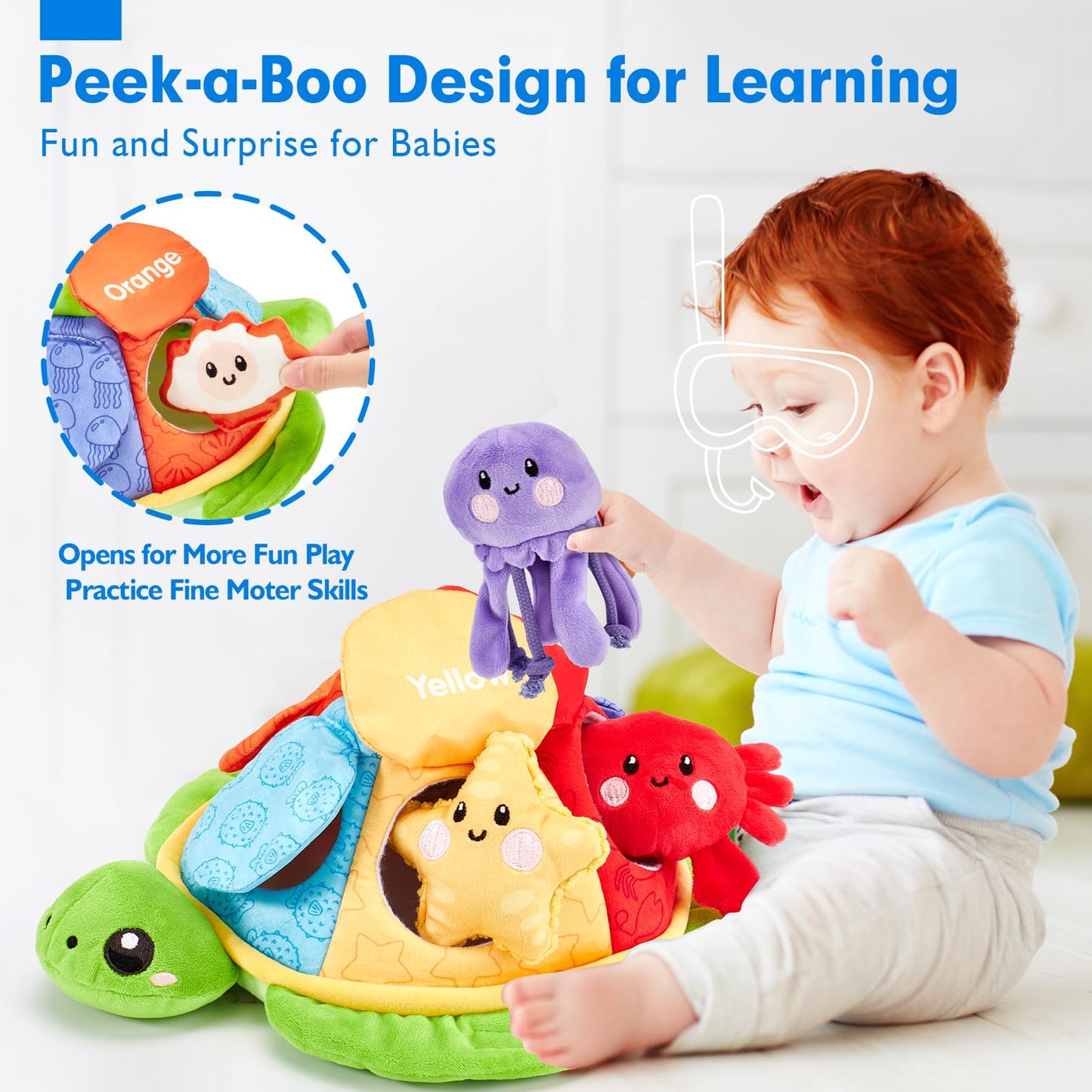 Hahaland Baby Toys for 6-12 Months | Interactive Turtle Peekaboo & Sea Creatures