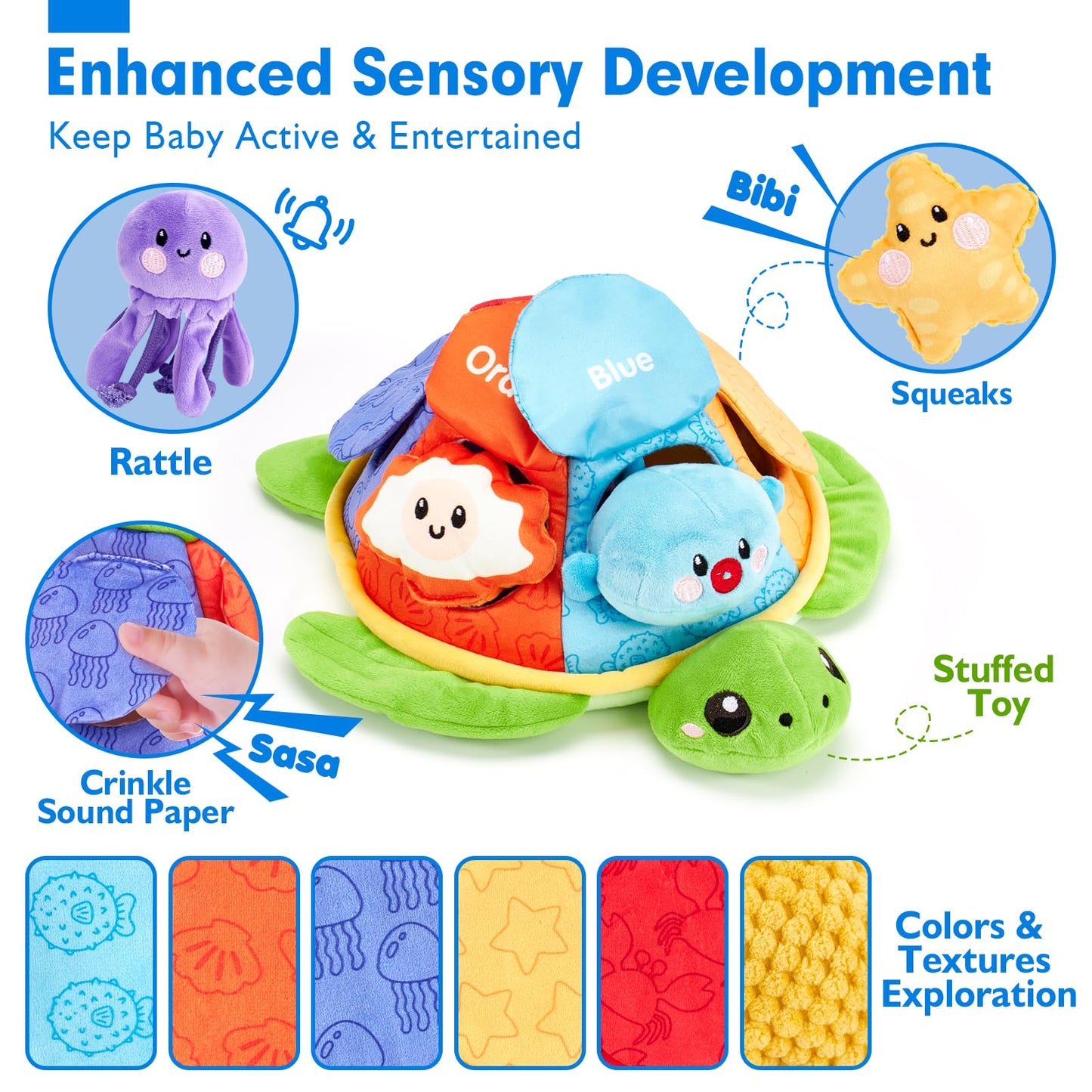 Hahaland Baby Toys for 6-12 Months | Interactive Turtle Peekaboo & Sea Creatures