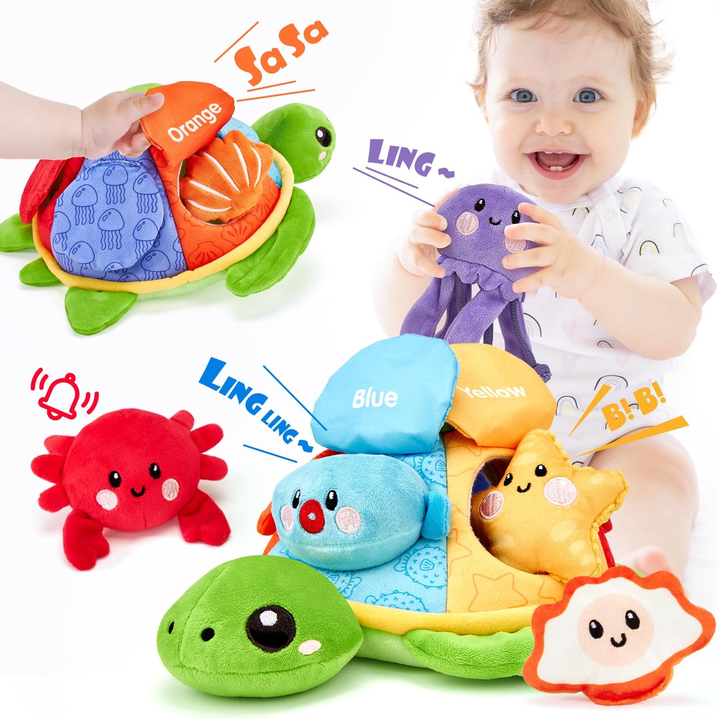 Hahaland Baby Toys for 6-12 Months | Interactive Turtle Peekaboo & Sea Creatures