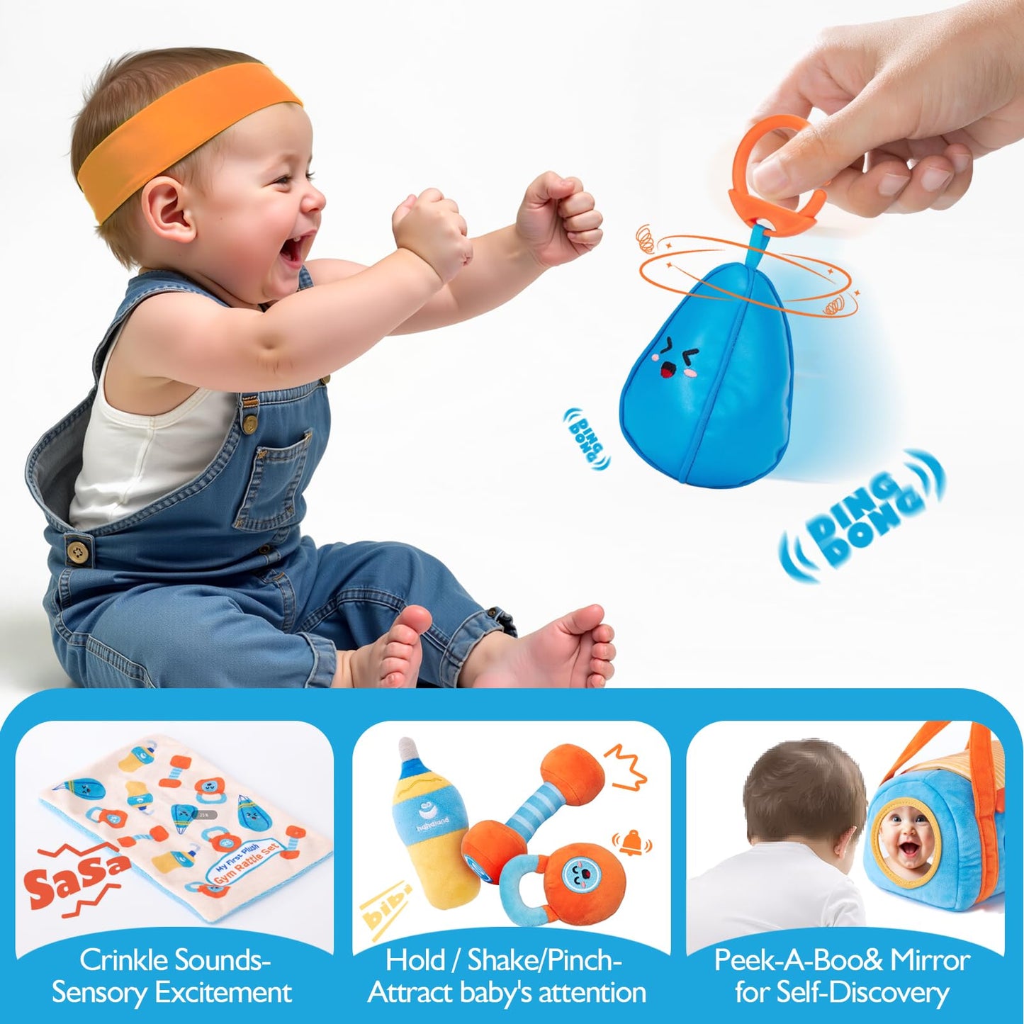 Hahaland Baby Toys 6-12 Months | Montessori Sensory Gym Set with Mirror