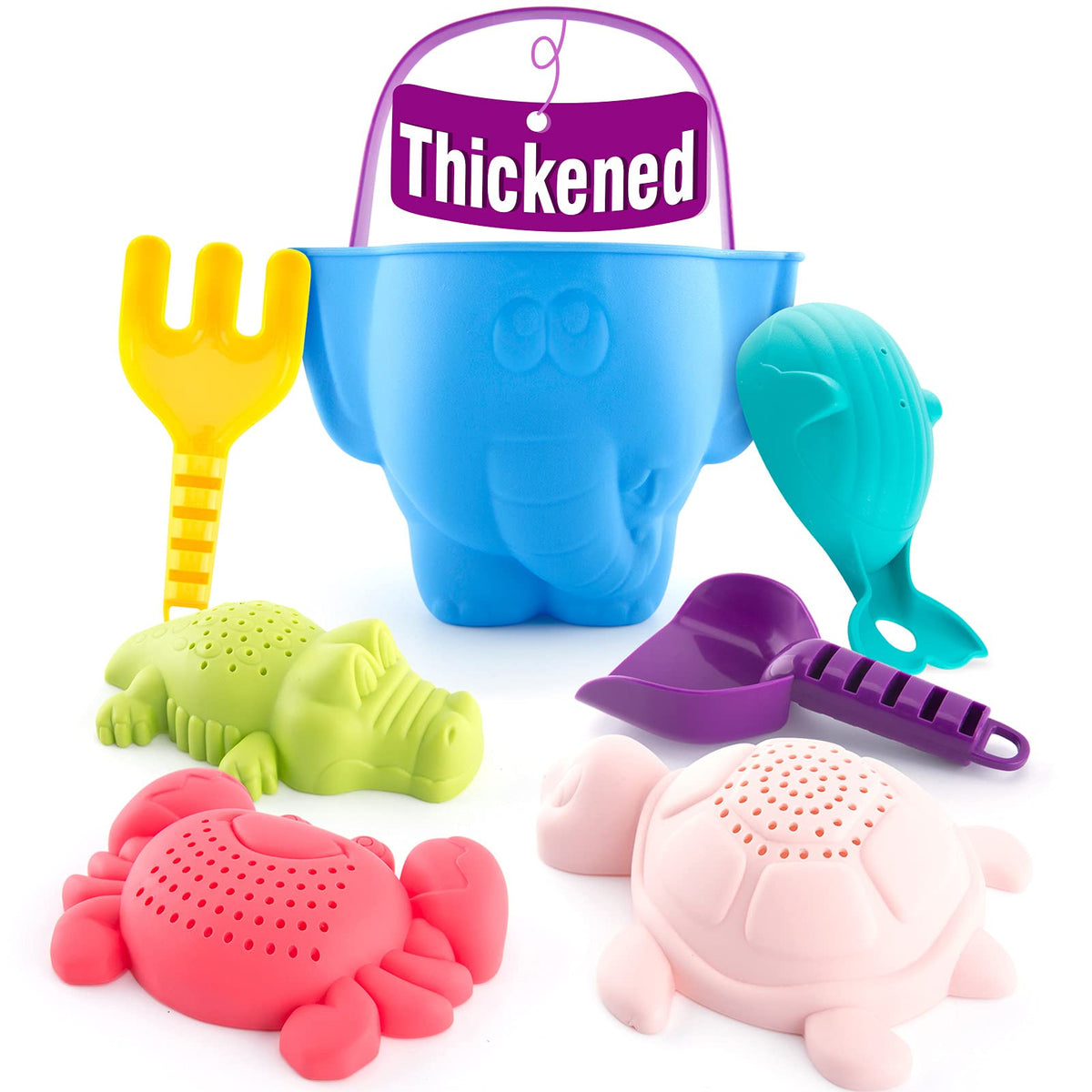 Hahaland Beach Toys for Toddlers 1-3 — Durable Sand Set with Bucket, Shovel & Rake