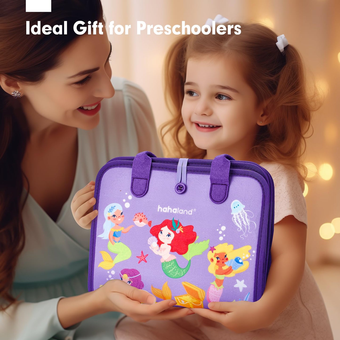 Hahaland Busy Board Montessori Toys - 8-in-1 Preschool Learning for 3 Year Old Girls | Travel Ready Gift