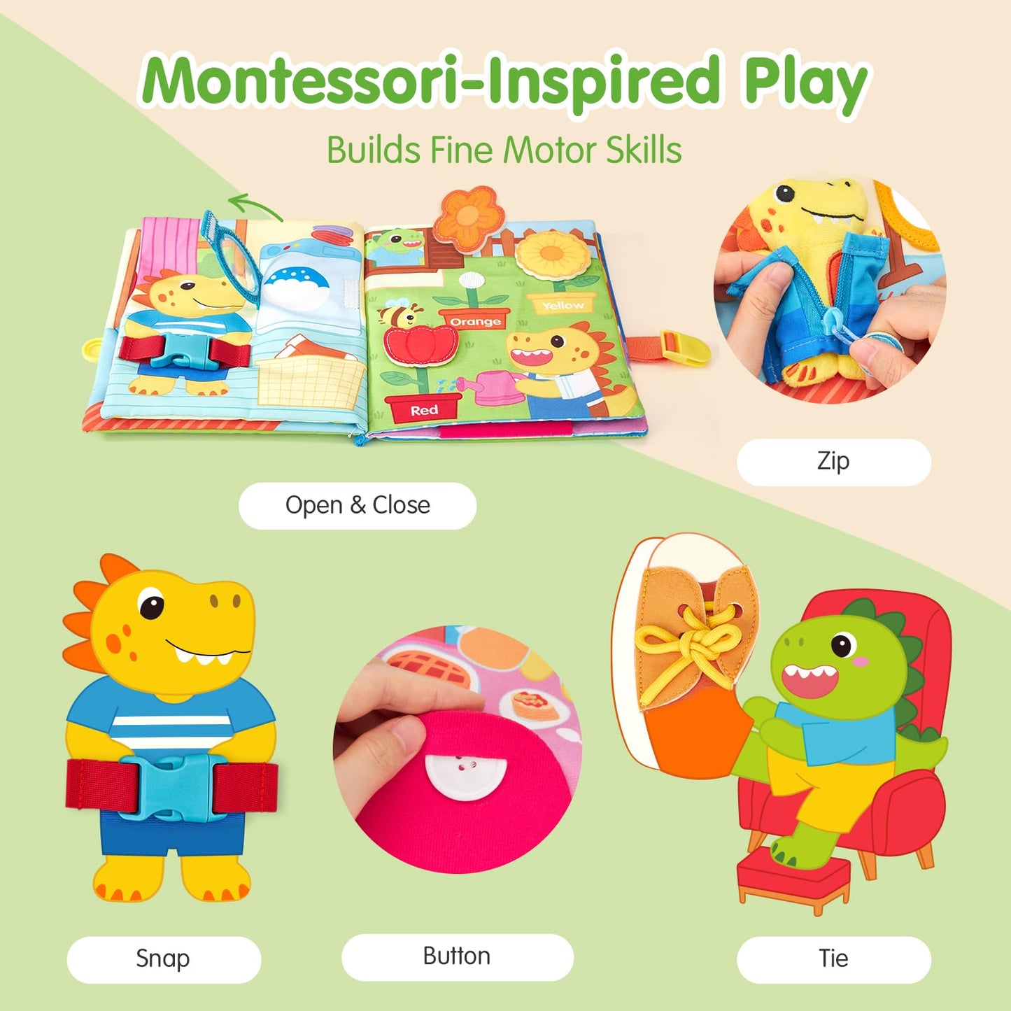 Hahaland Busy Book for Toddlers 1-3 – Montessori Cloth Activities for Fine Motor Skills
