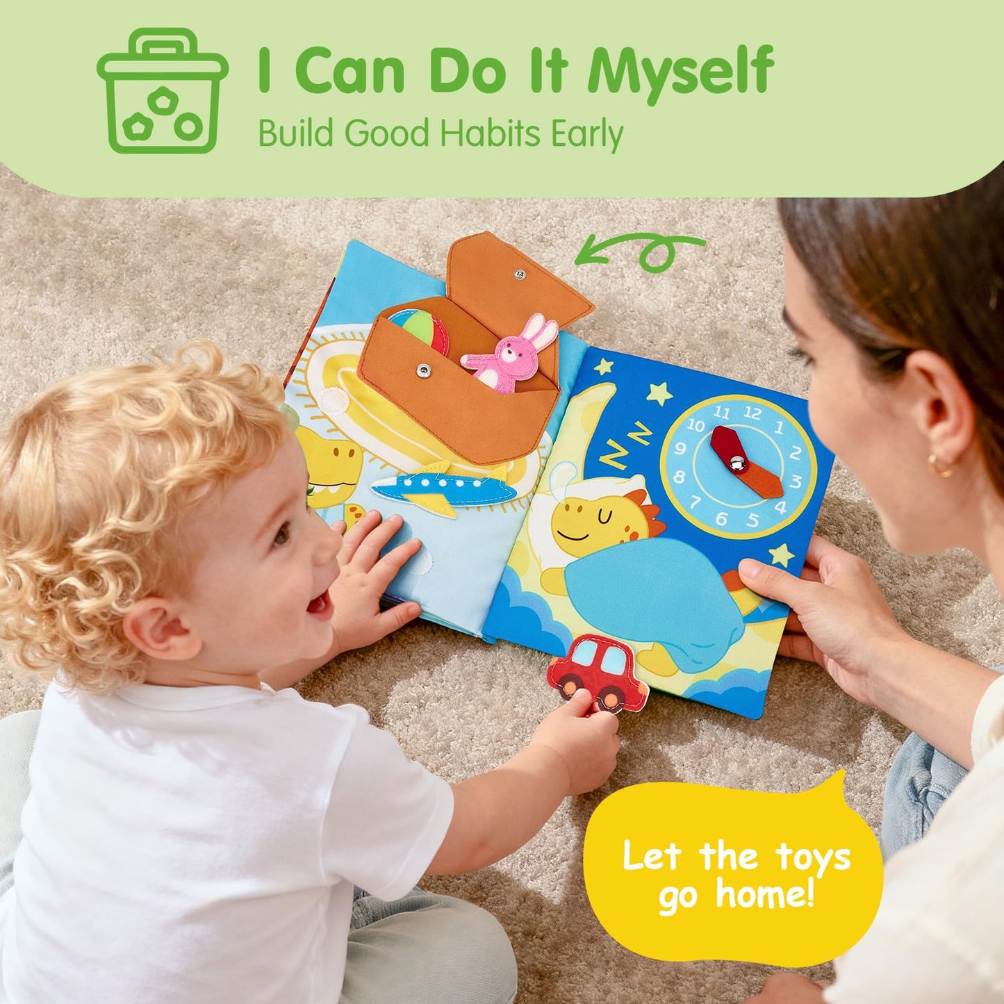 Hahaland Busy Book for Toddlers 1-3 – Montessori Cloth Activities for Fine Motor Skills