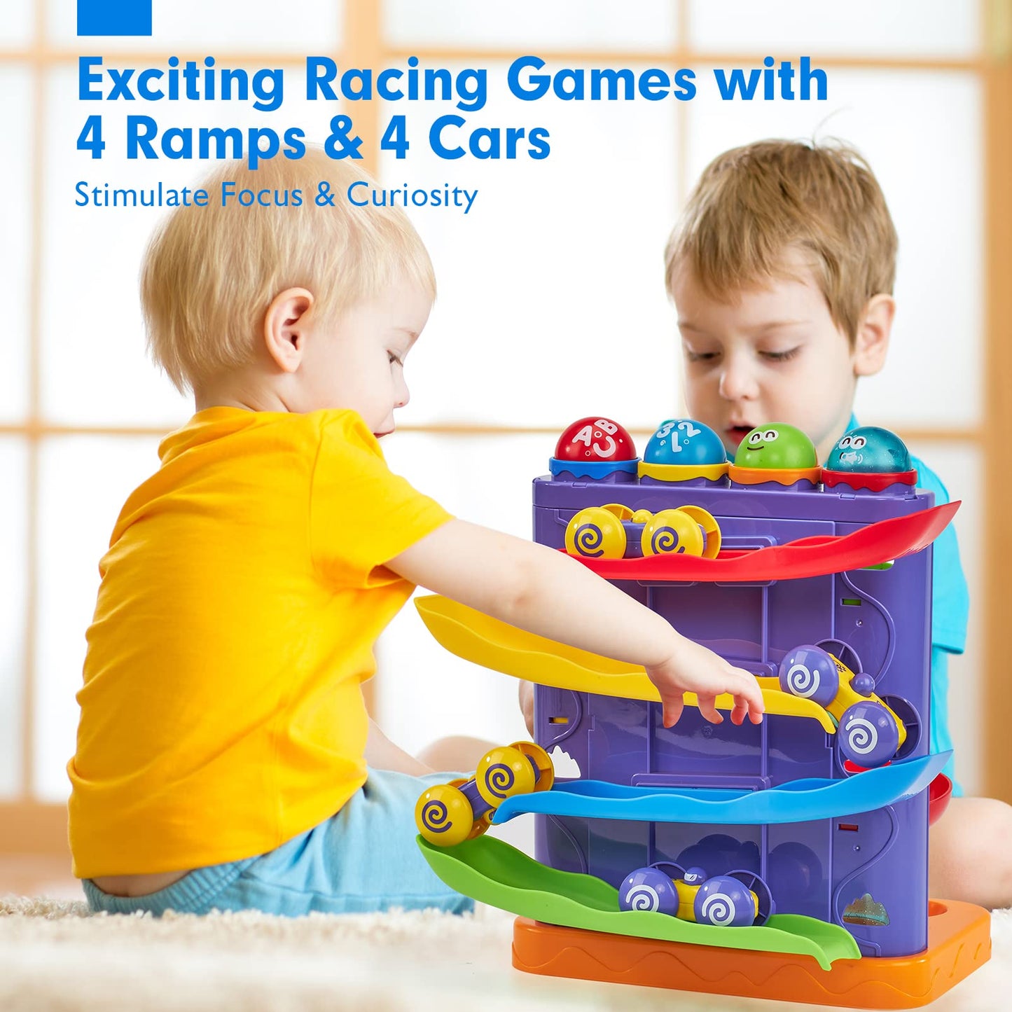 Hahaland 2-in-1 Toddler Toys: Pound Balls & Car Ramp Race Track for 1–3 Year Olds
