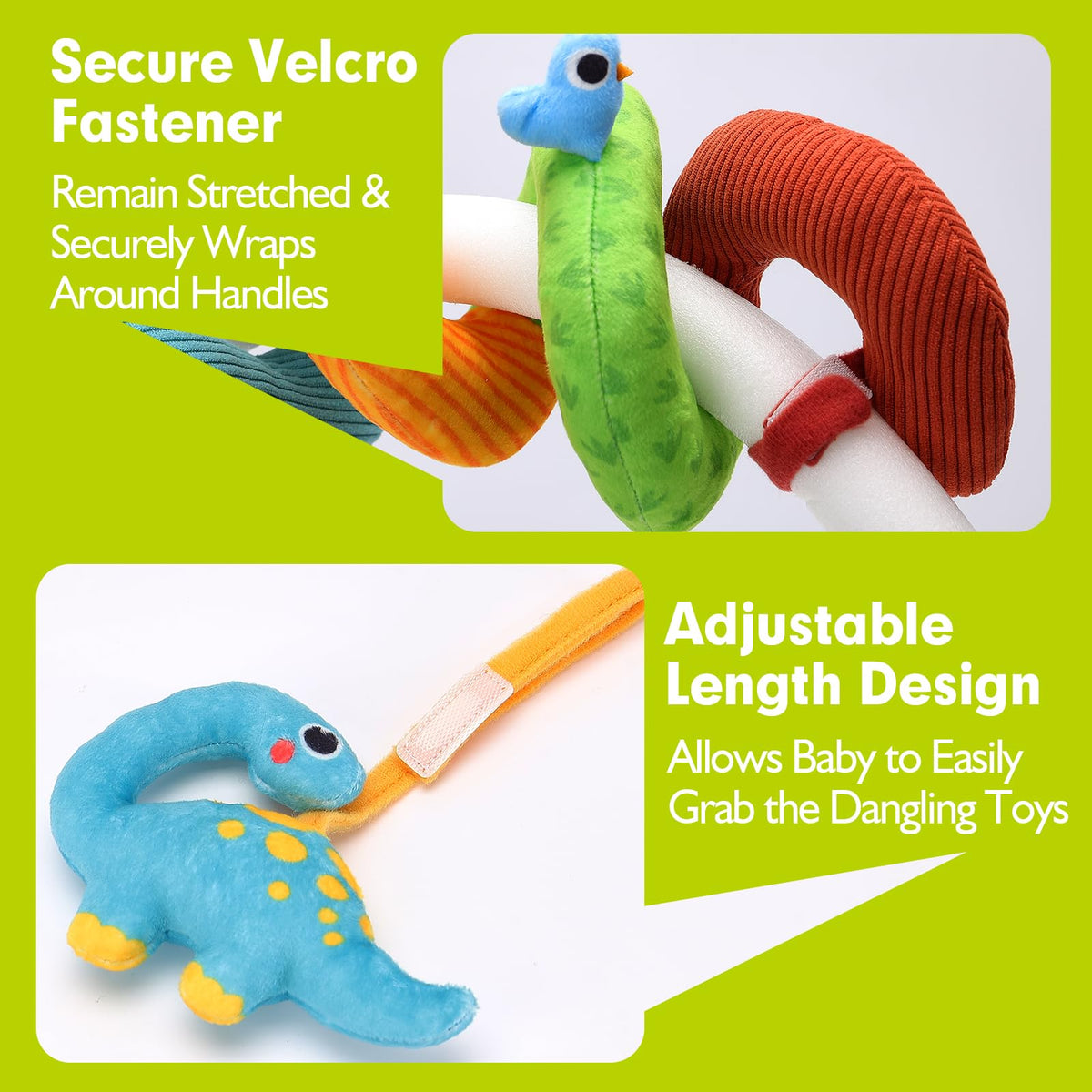 Hahaland Baby Car Seat Toys 0-6 Months | Rattle & Squeaky Plush