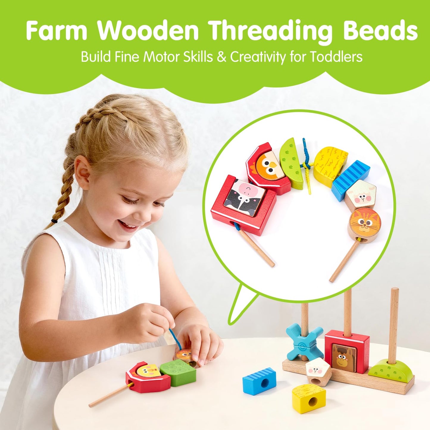 Hahaland Montessori Wooden Brain Building Block – Day & Night 24-Challenge Toddler Toy
