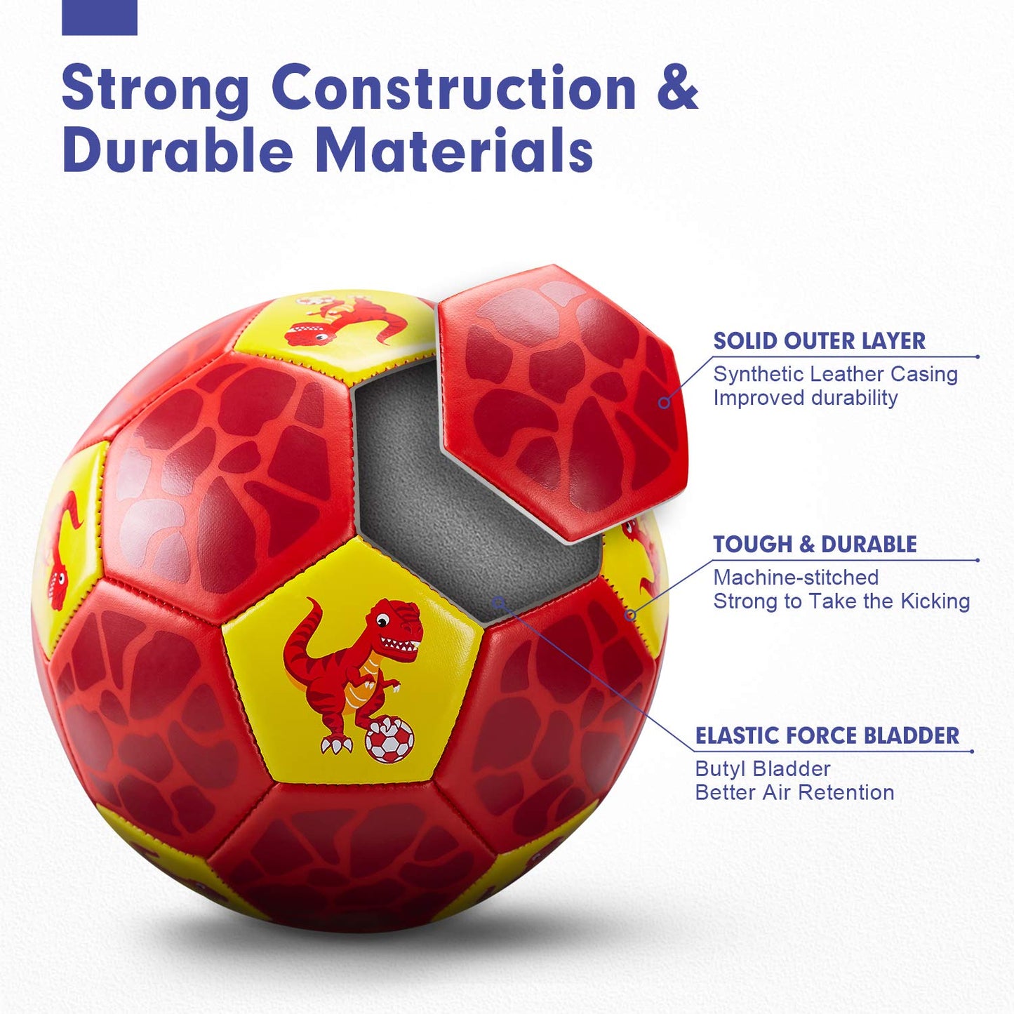 Hahaland Size 3 Dinosaur Soccer Ball for Kids – Pump Included, Mesh Bag