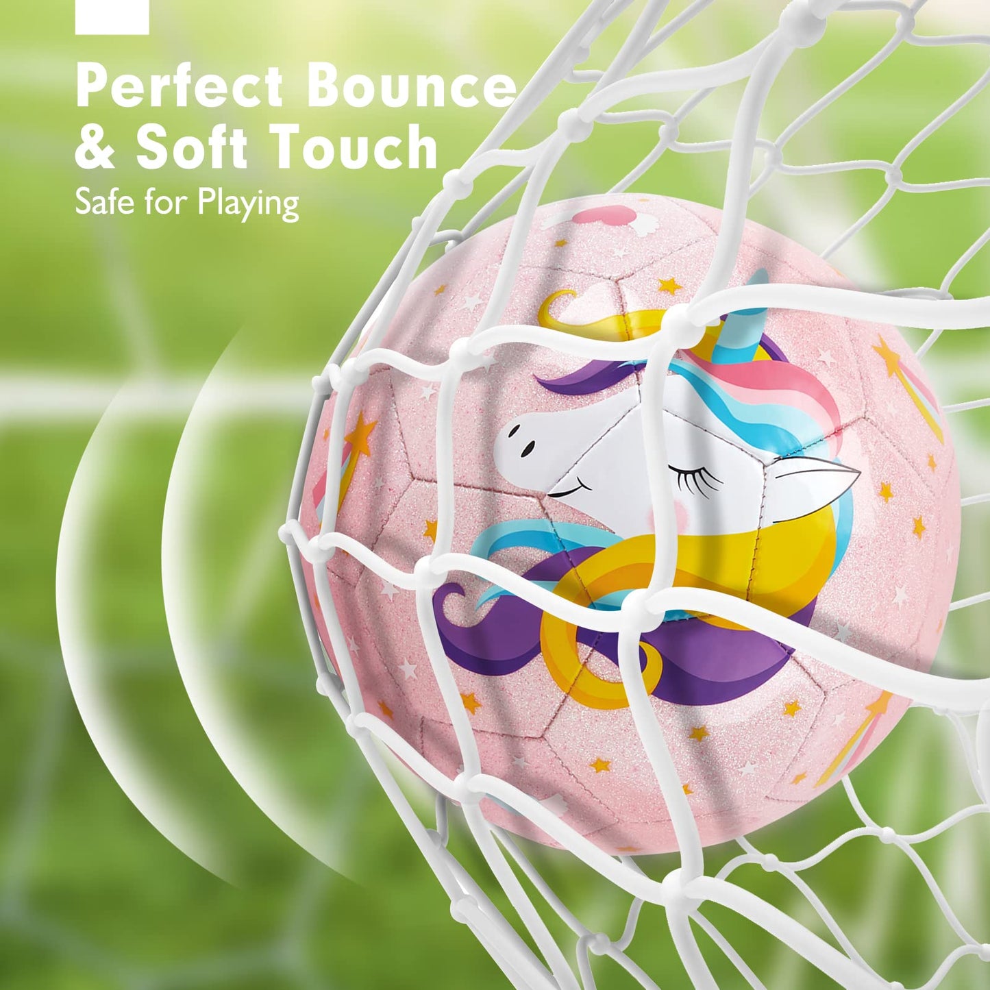 Hahaland Size 3 Glitter Unicorns Soccer Ball for Kids – Pump & Mesh Bag Included