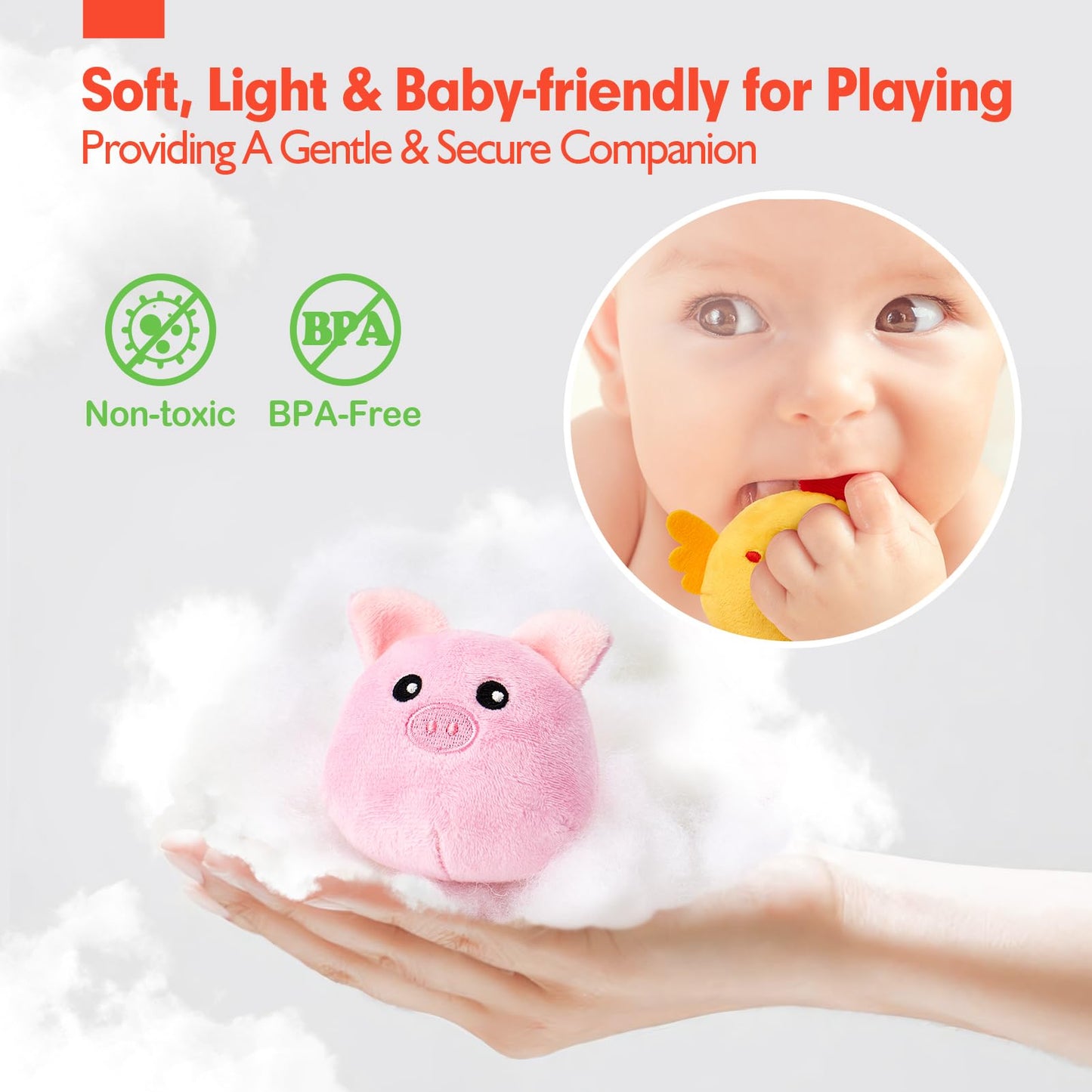 hahaland Surprise Barn Toys for 6-12 Months – Rattle, Crinkle and Mirror