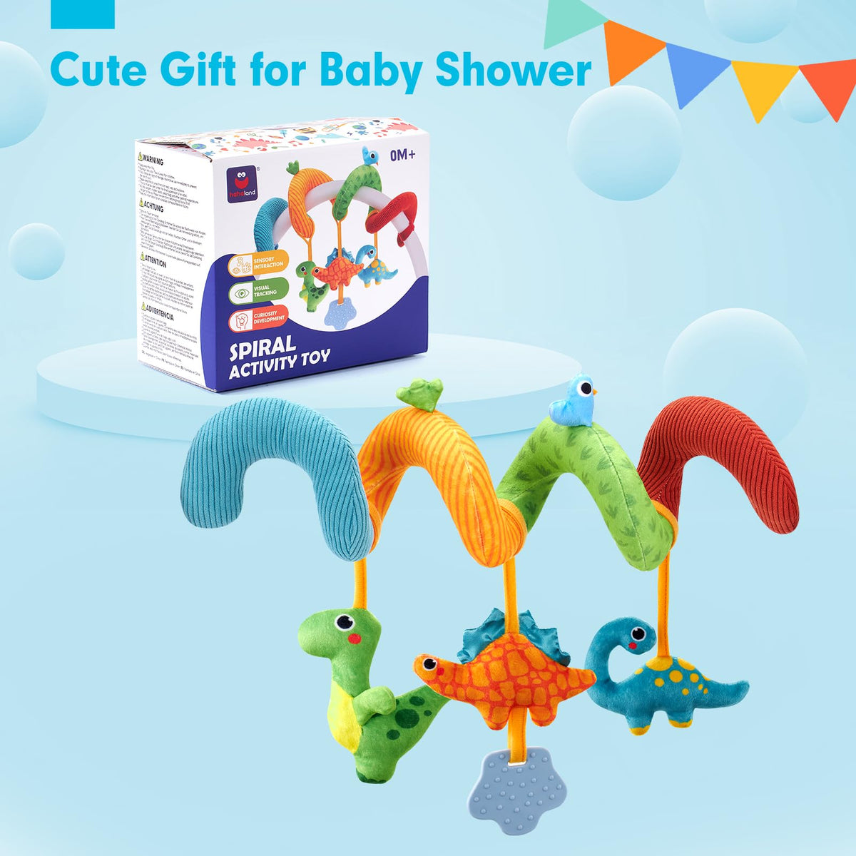Hahaland Baby Car Seat Toys 0-6 Months | Rattle & Squeaky Plush