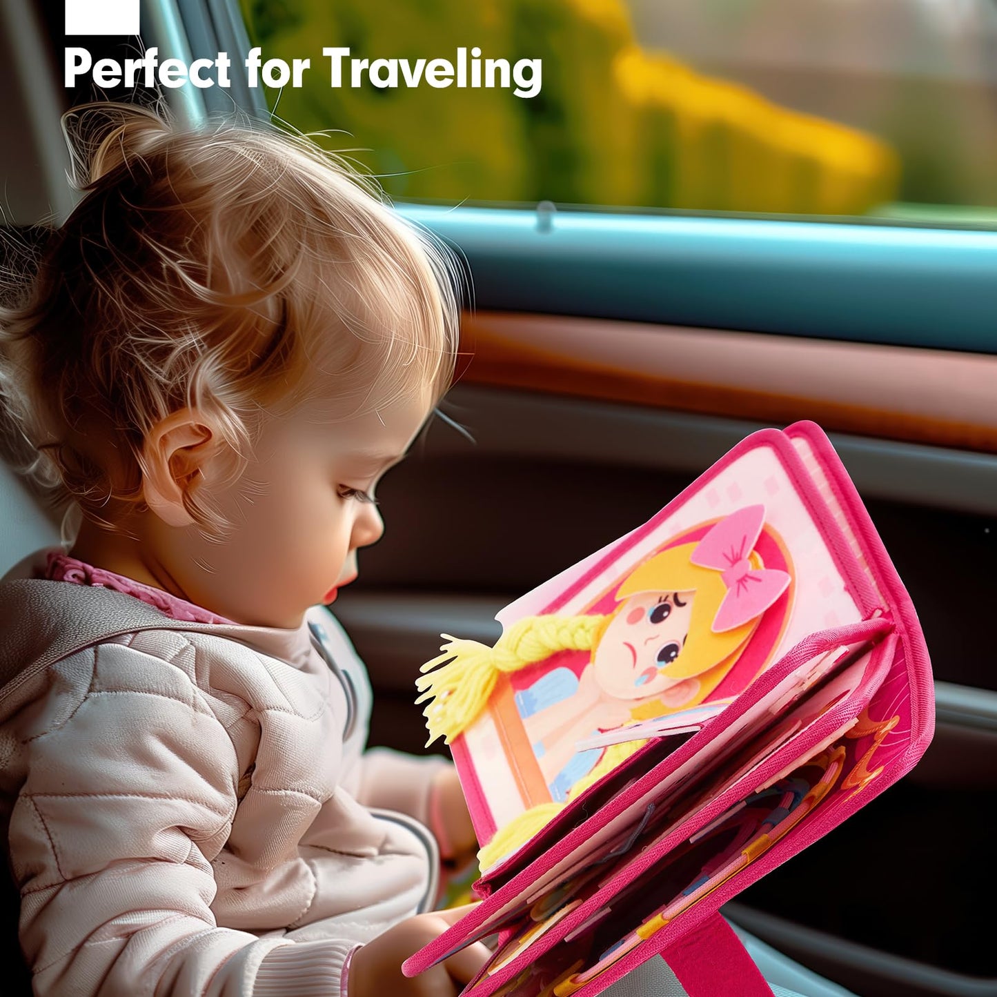 Hahaland Princess Busy Board for Toddlers 3-5 | Montessori Quiet Book & Travel Toy for Girls