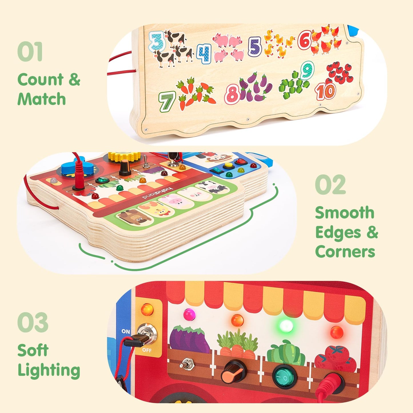 hahaland Montessori Busy Board – 18-in-1 Wooden Sensory Toy for Toddlers 3-5