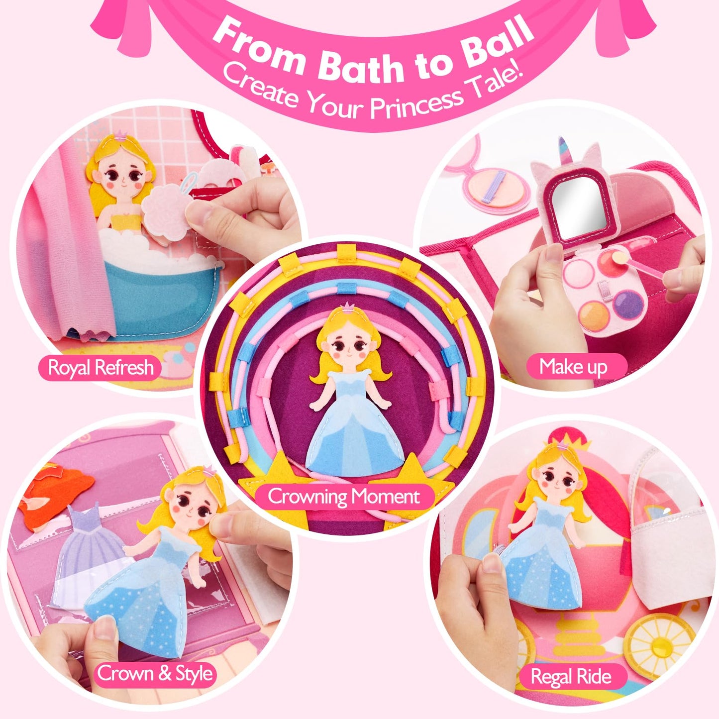 Hahaland Princess Busy Board for Toddlers 3-5 | Montessori Quiet Book & Travel Toy for Girls