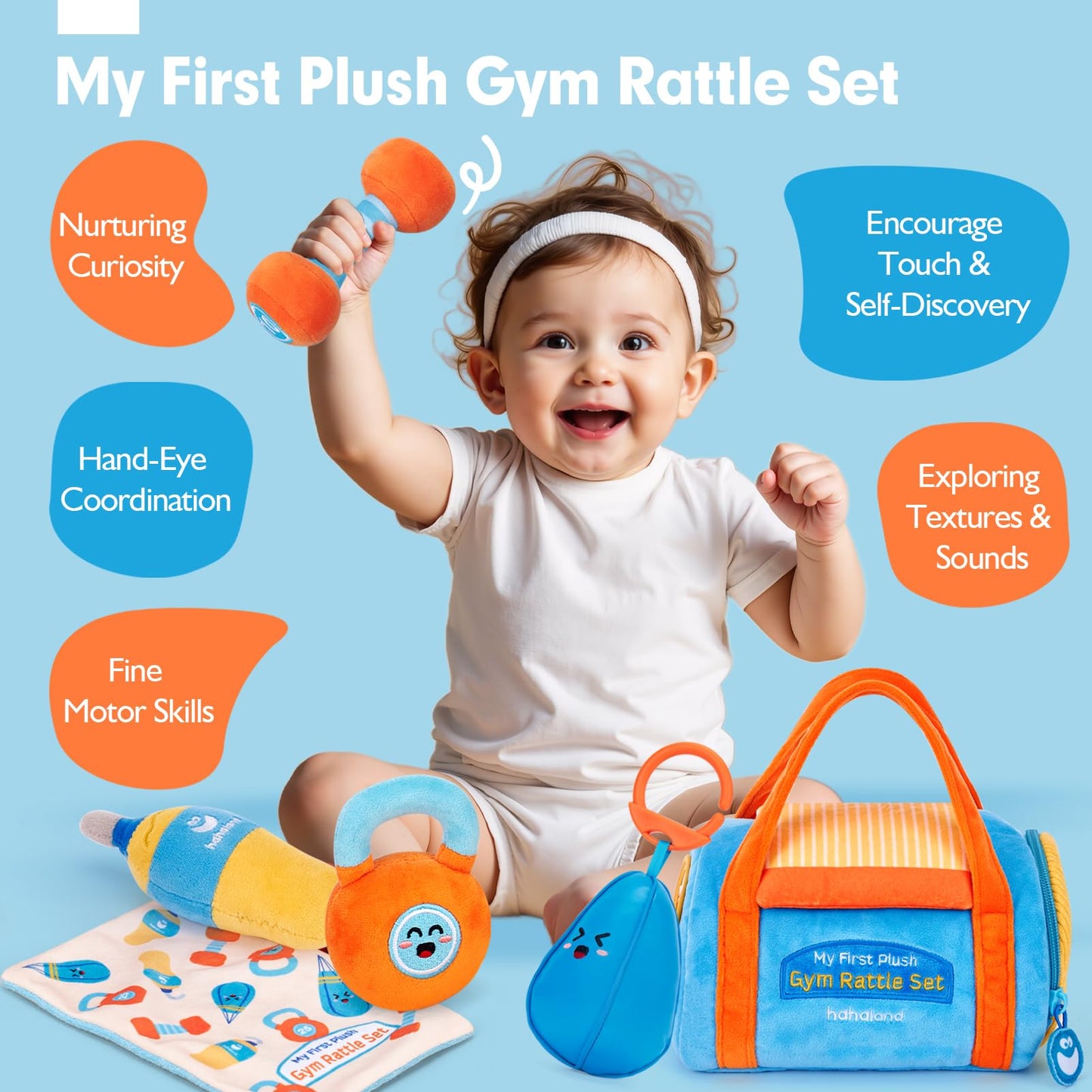 Hahaland Baby Toys 6-12 Months | Montessori Sensory Gym Set with Mirror