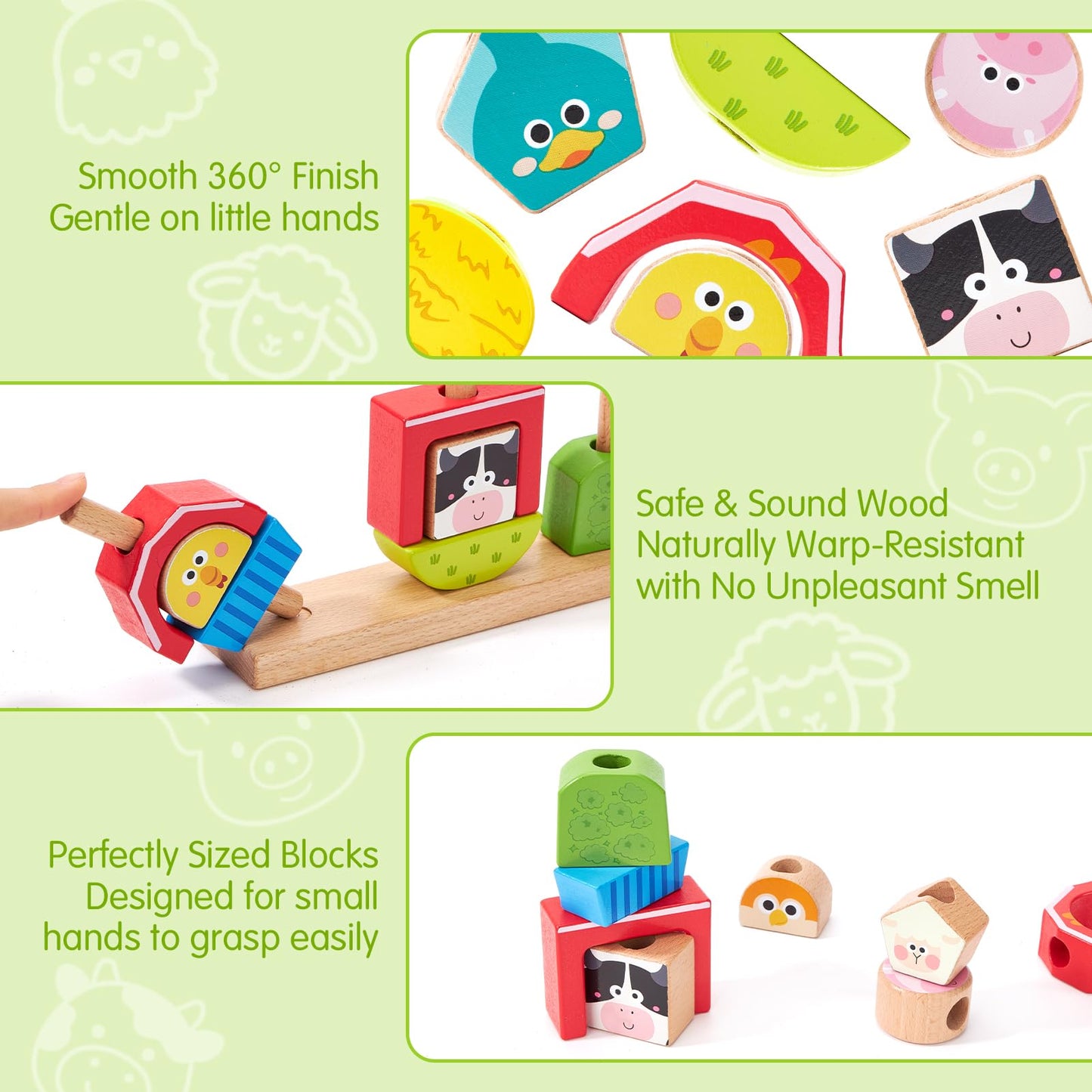 Hahaland Montessori Wooden Brain Building Block – Day & Night 24-Challenge Toddler Toy