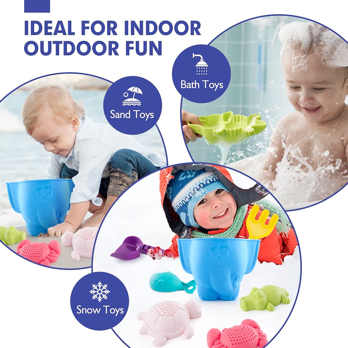 Hahaland Beach Toys for Toddlers 1-3 — Durable Sand Set with Bucket, Shovel & Rake