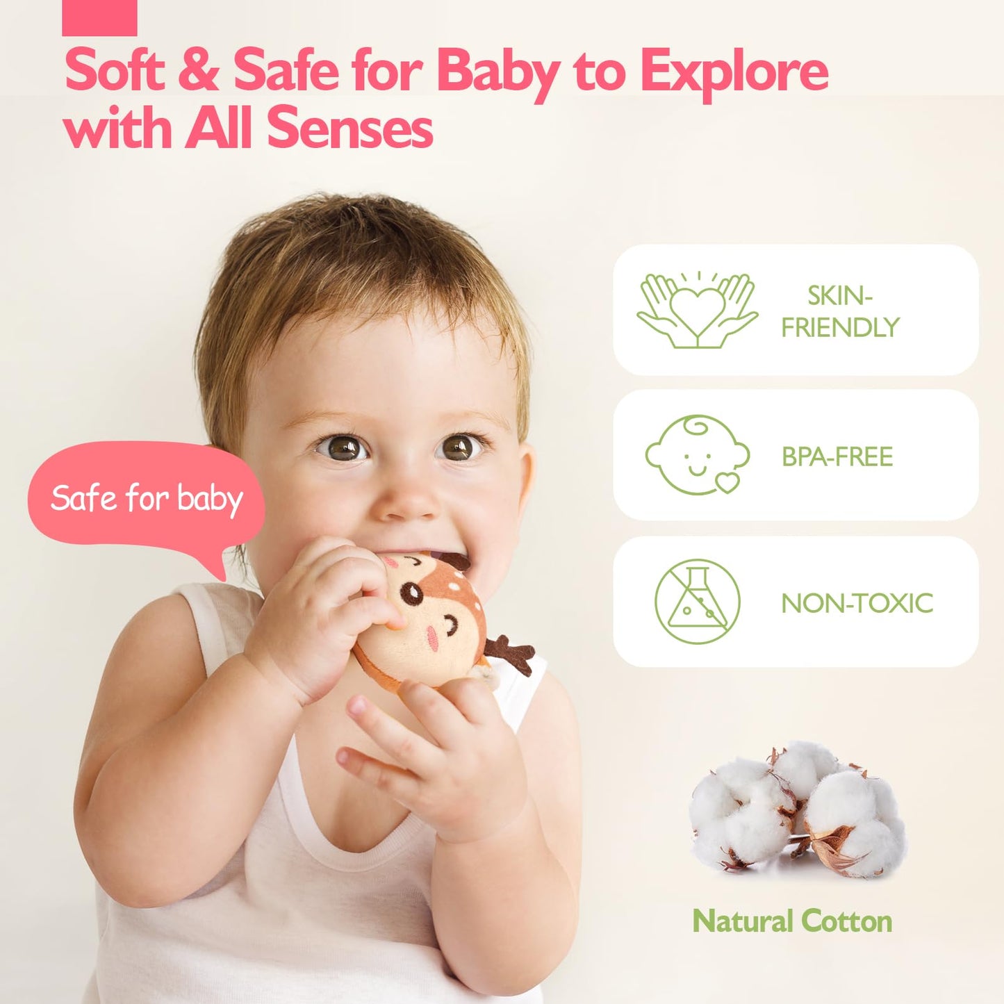 hahaland Baby Toys 6-12 Months – Montessori Mushroom House with Plush Jungle Animals