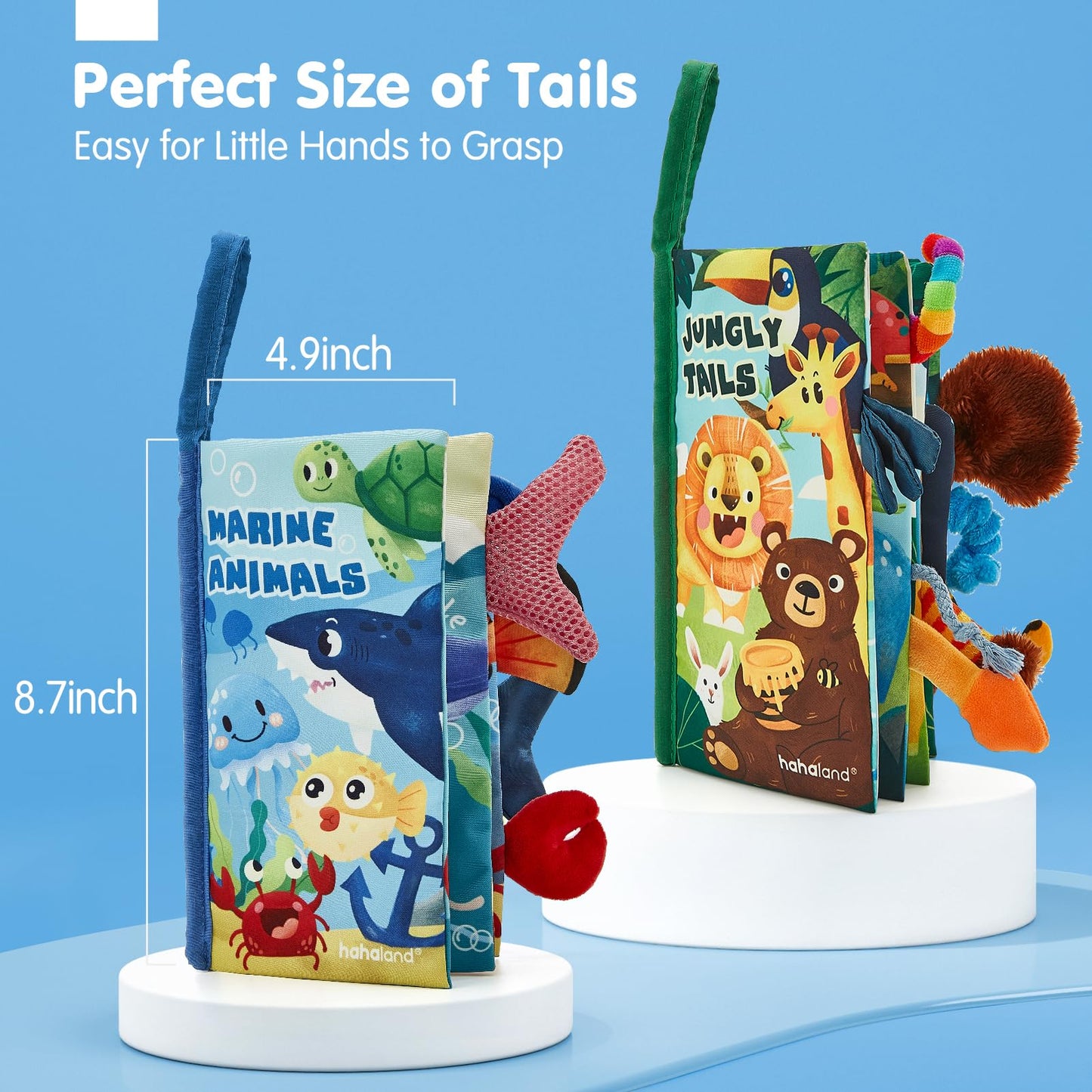 hahaland Crinkle Books 0-6 Months - 2-Pack Soft Cloth Sensory Baby Books for Tummy Time