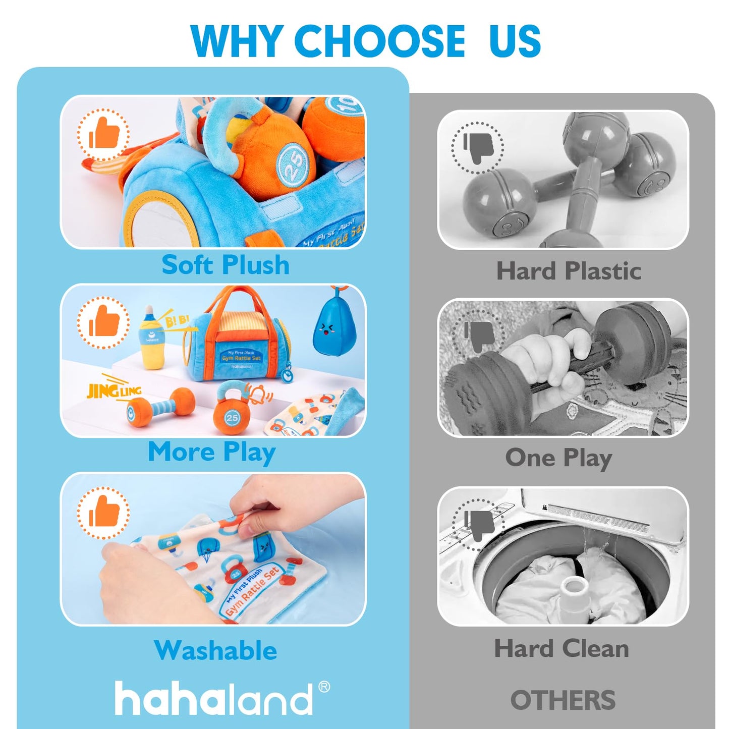 Hahaland Baby Toys 6-12 Months | Montessori Sensory Gym Set with Mirror