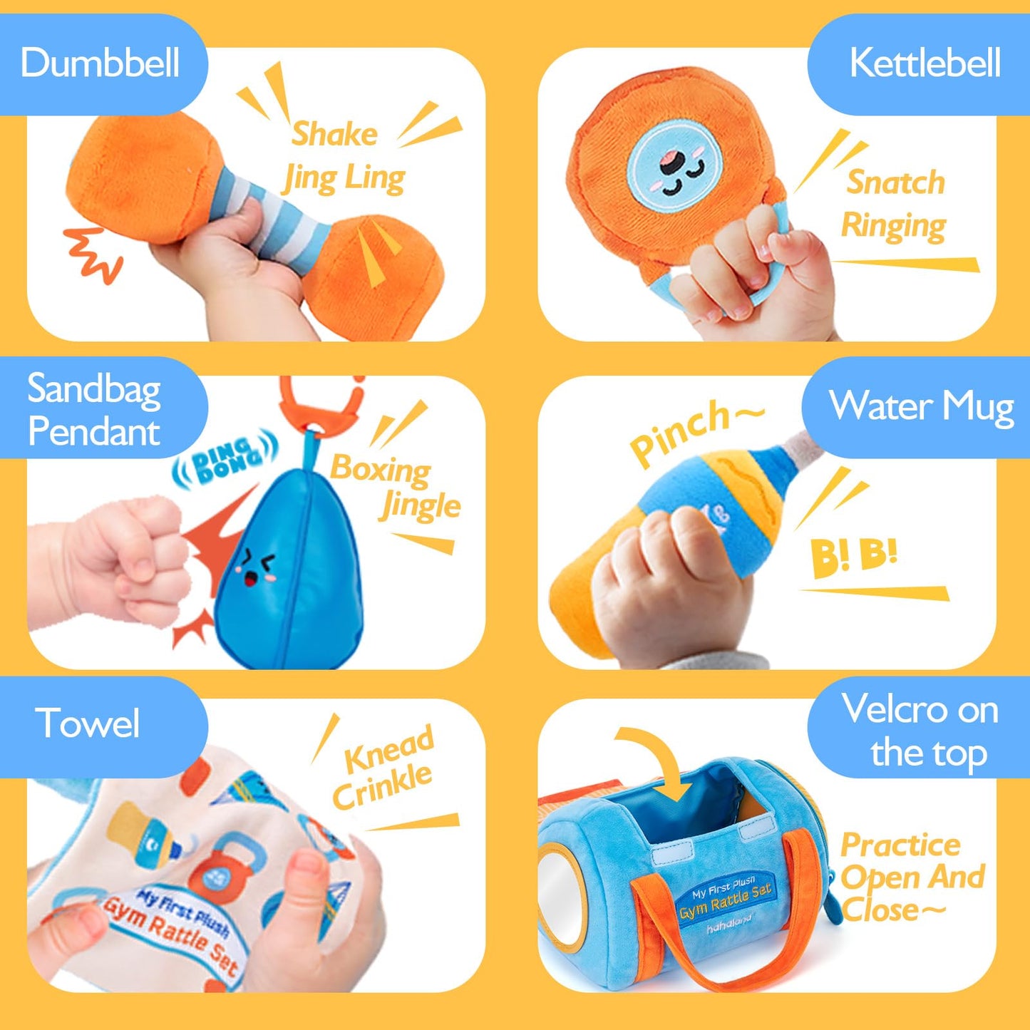 Hahaland Baby Toys 6-12 Months | Montessori Sensory Gym Set with Mirror