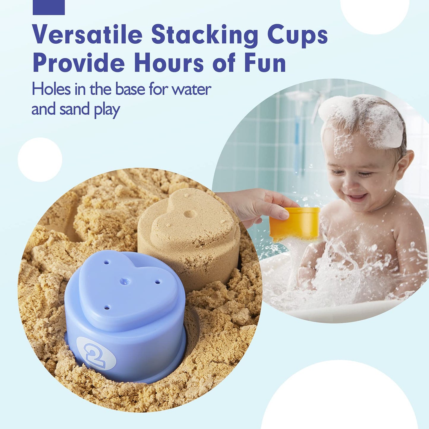 hahaland Stacking Cups for Toddlers 1-3 | 10-Piece Light & Sound Toy