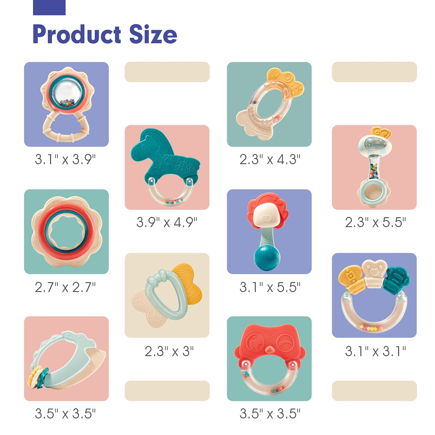 Hahaland 10-Piece Baby Rattle & Teether Set — Safe Montessori Toys for 0-12 Months