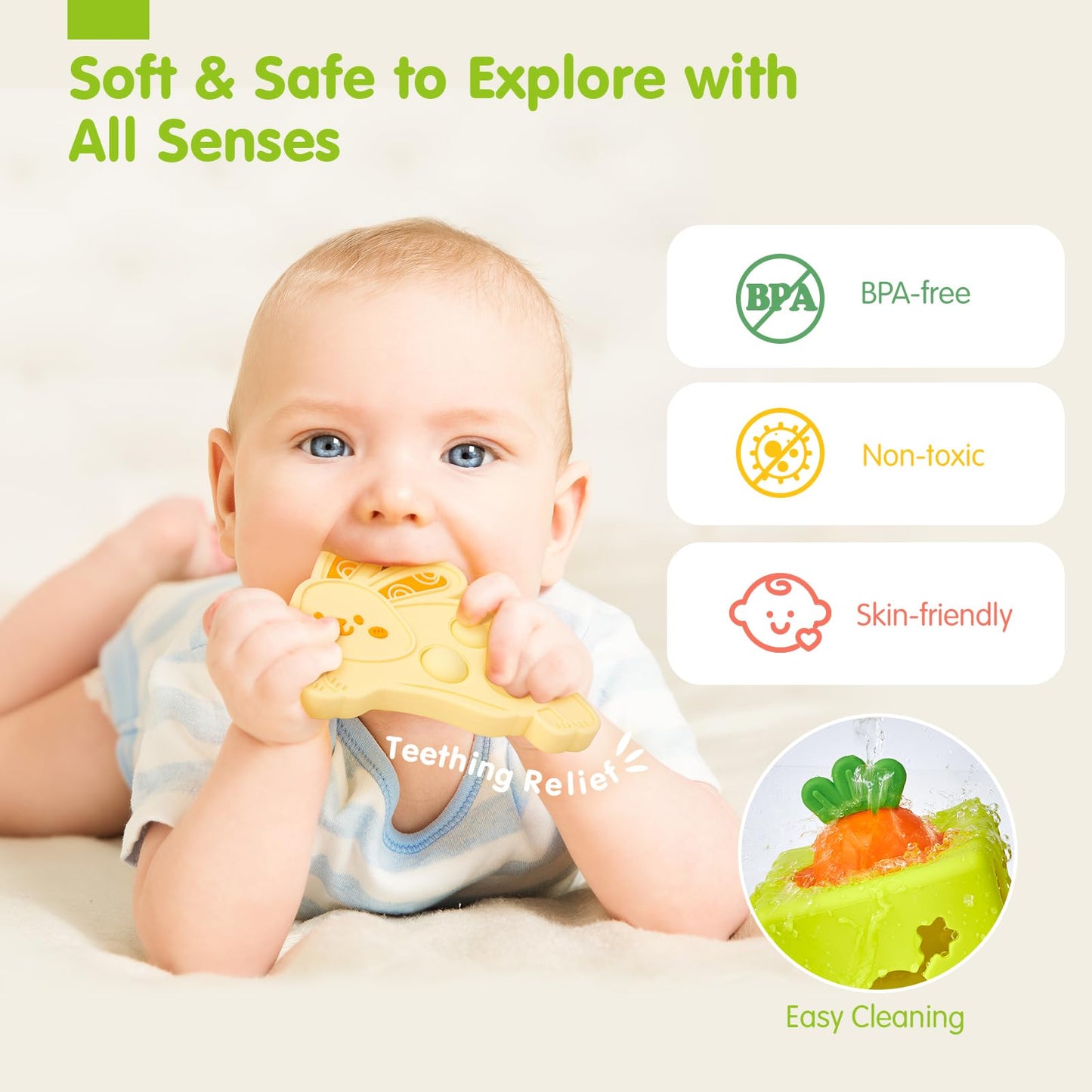 Hahaland Baby Tissue Box Toy – 6-in-1 Silicone Montessori Busy Cube (6–12 Months)