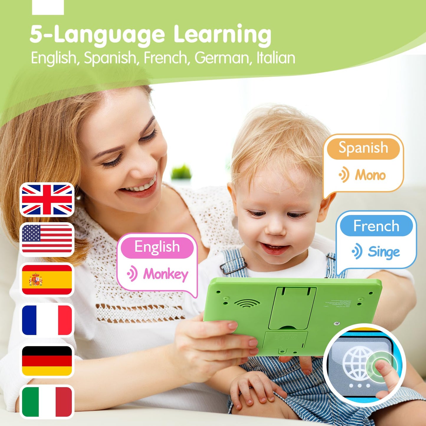 hahaland 5-Language Learning Tablet for Toddlers 1–3 – Sounds, Speech & Early Learning