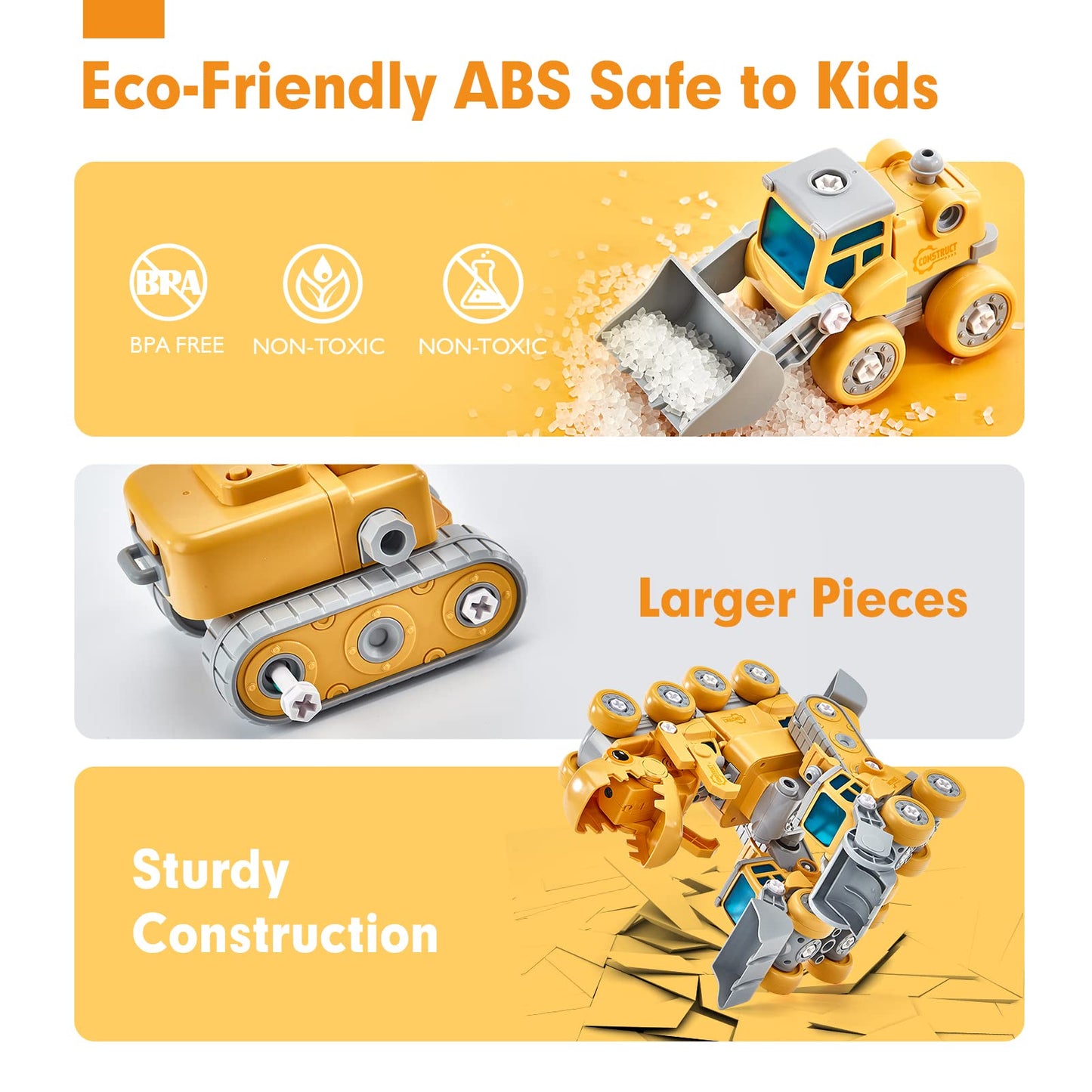 Hahaland 5-in-1 Take Apart Dinosaur Toy for Kids 5-8 | STEM Construction Vehicles