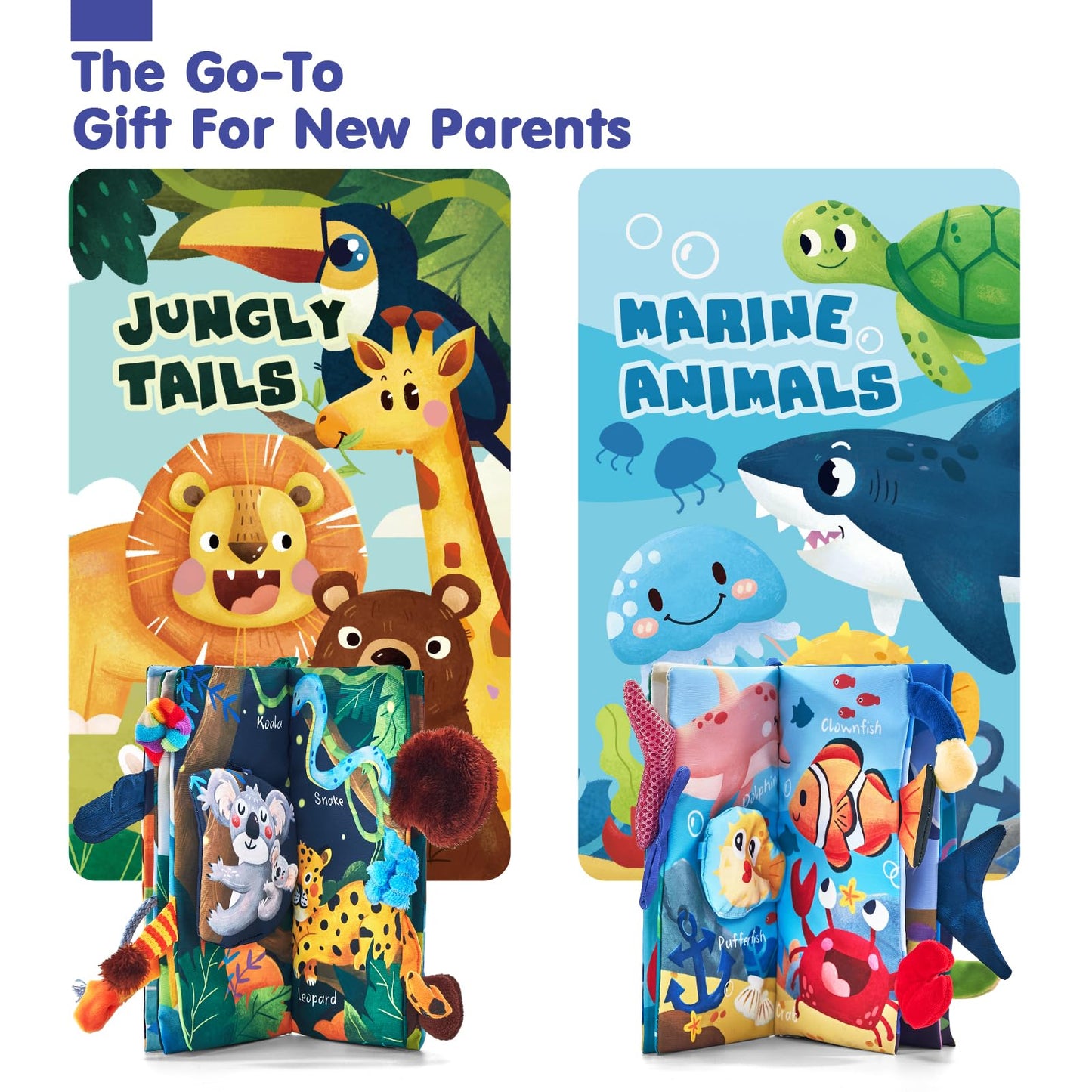 hahaland Crinkle Books 0-6 Months - 2-Pack Soft Cloth Sensory Baby Books for Tummy Time