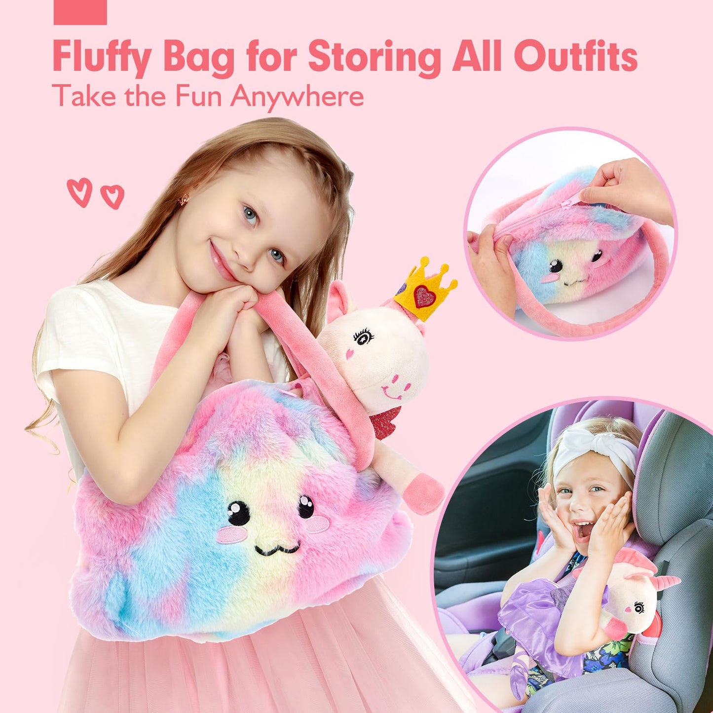 hahaland Unicorns Ballerina Doll 10-in-1 Set – Plush Dress-Up Toys for Girls Aged 4-6