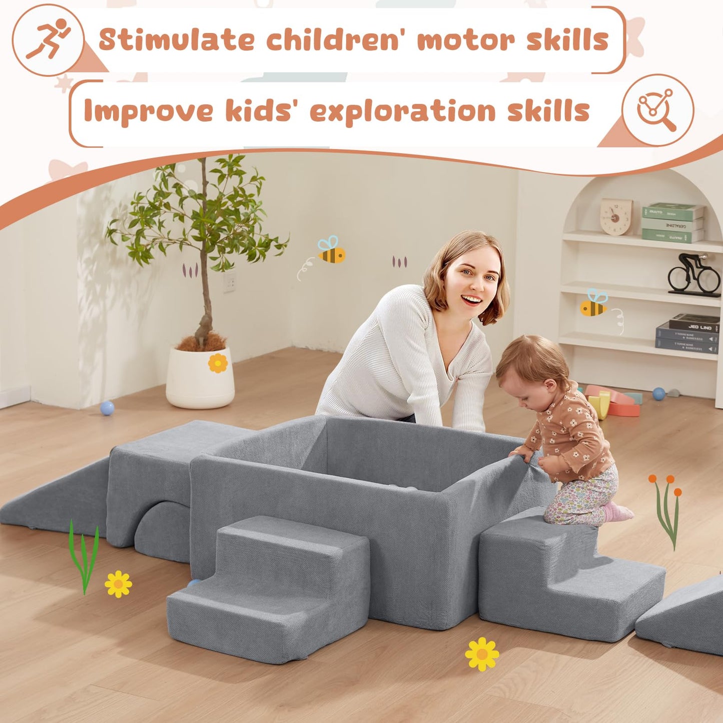 HAHASOLE Foam Climbing Toys for Toddlers – Large Ball Pit & Soft Blocks