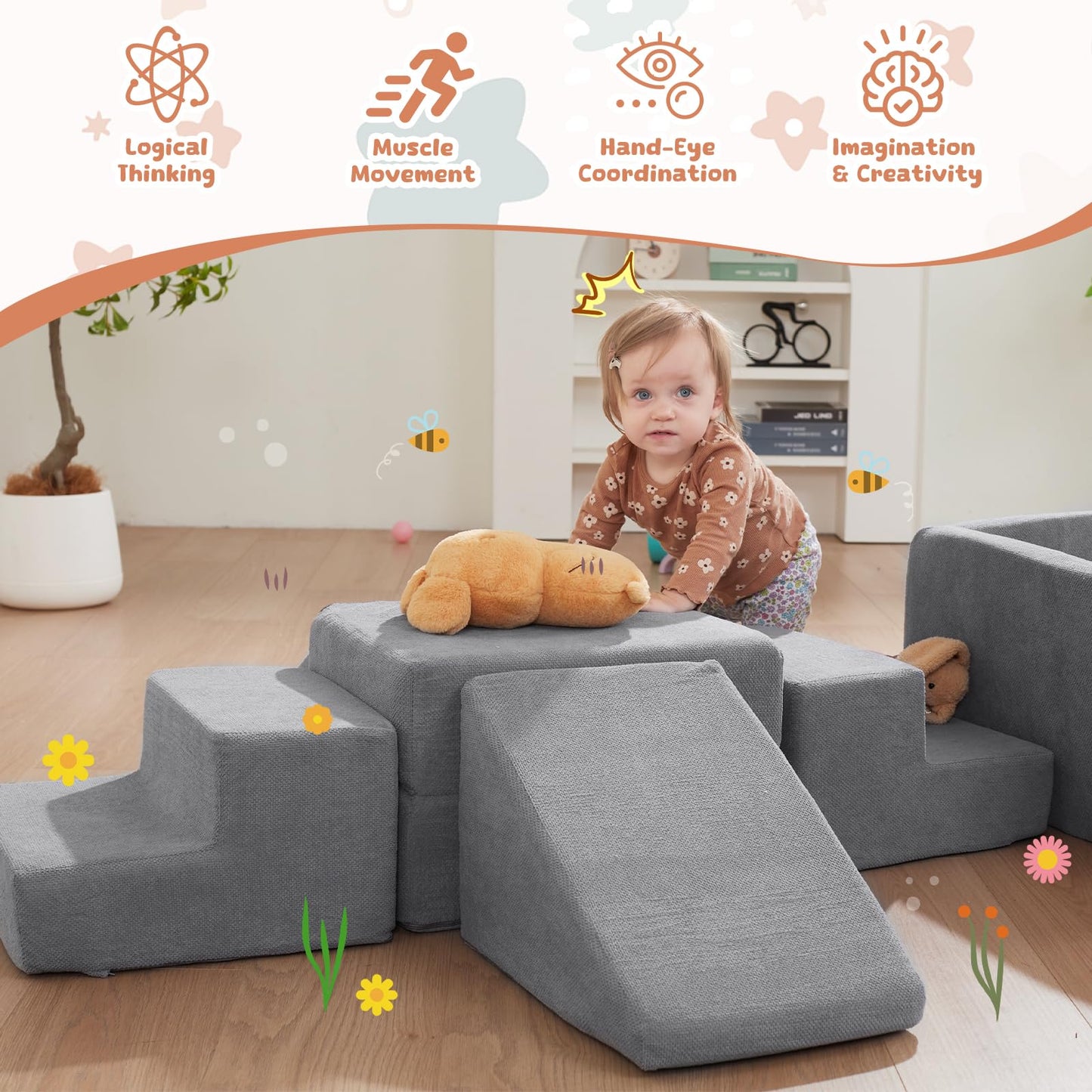 HAHASOLE Foam Climbing Toys for Toddlers – Large Ball Pit & Soft Blocks