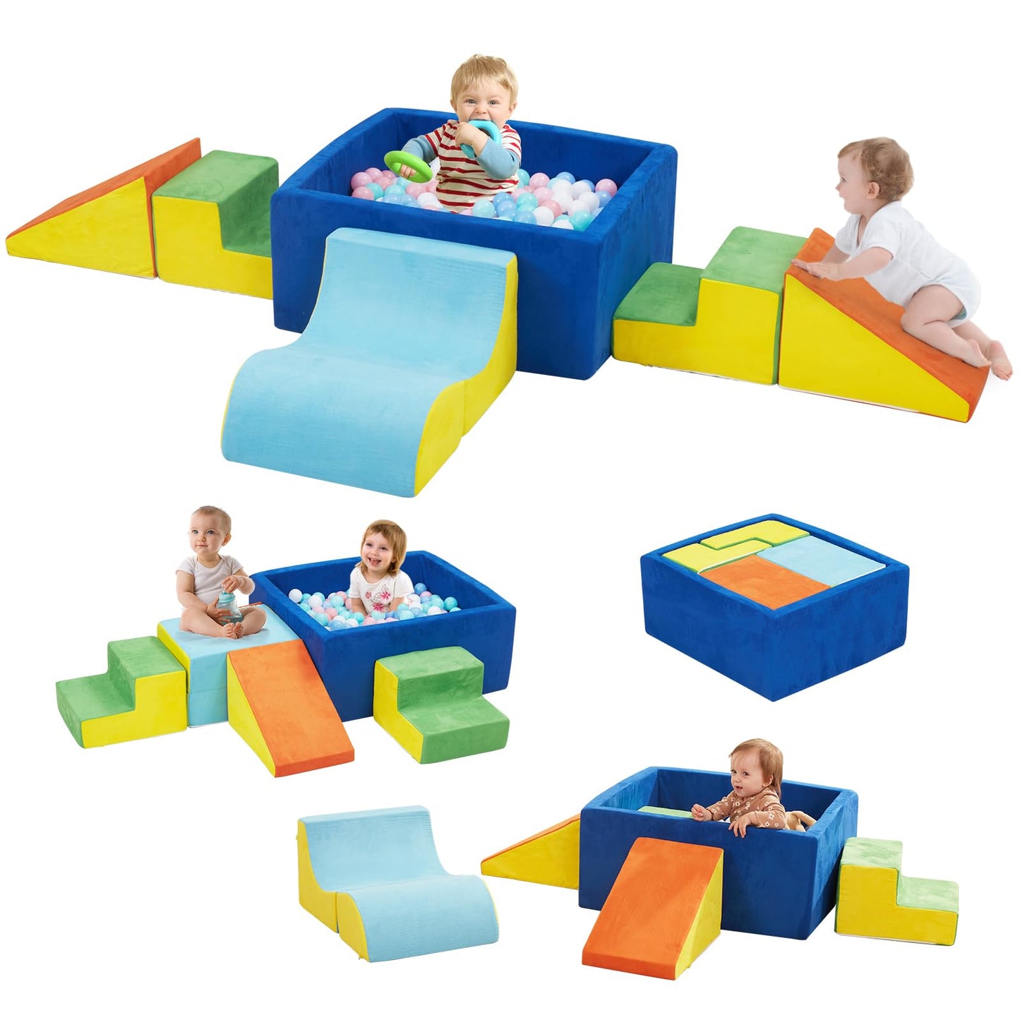 HAHASOLE Foam Climbing Toys for Toddlers – Soft Blocks, Ball Pit, Indoor Playset (Excluding Balls)