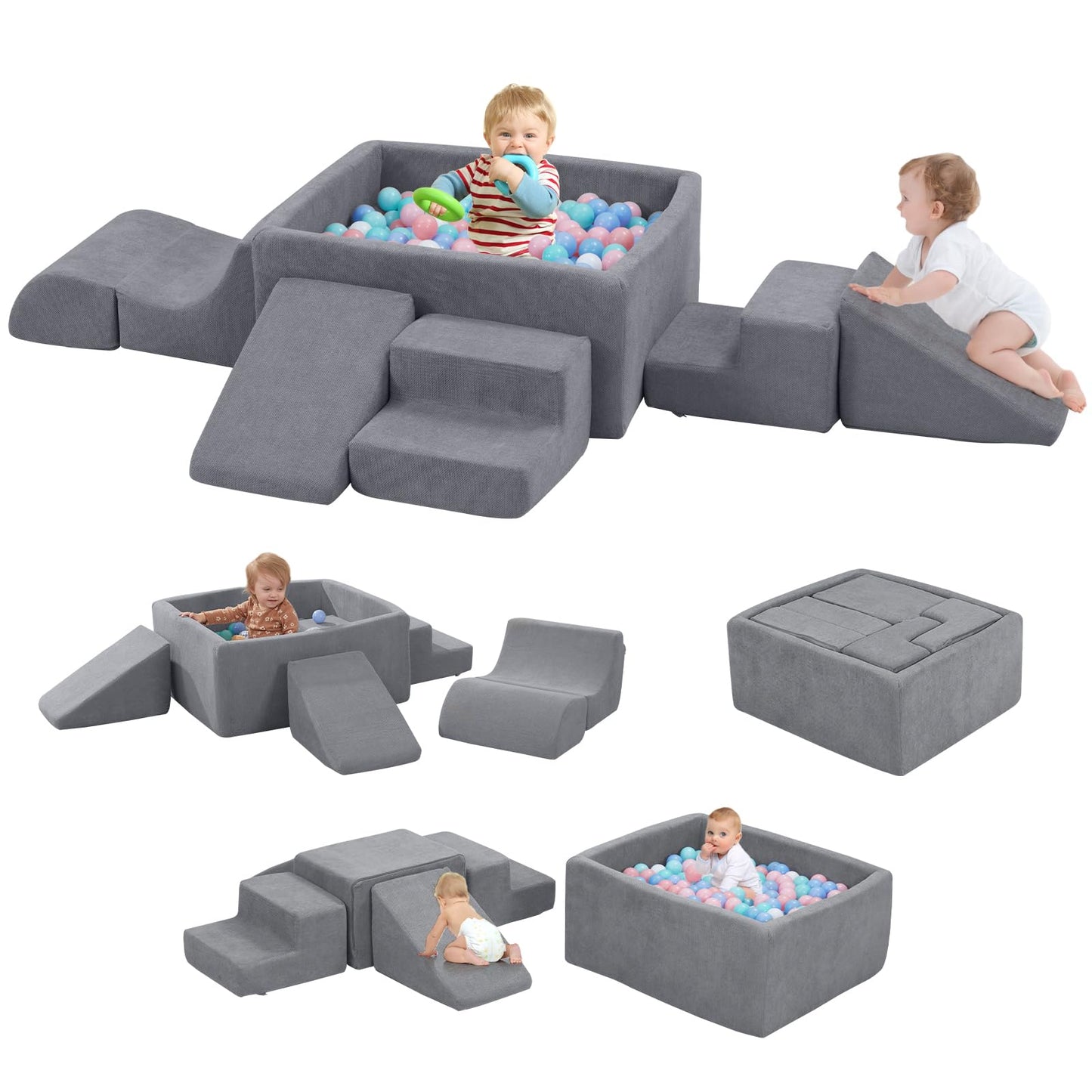 HAHASOLE Foam Climbing Toys for Toddlers – Large Ball Pit & Soft Blocks