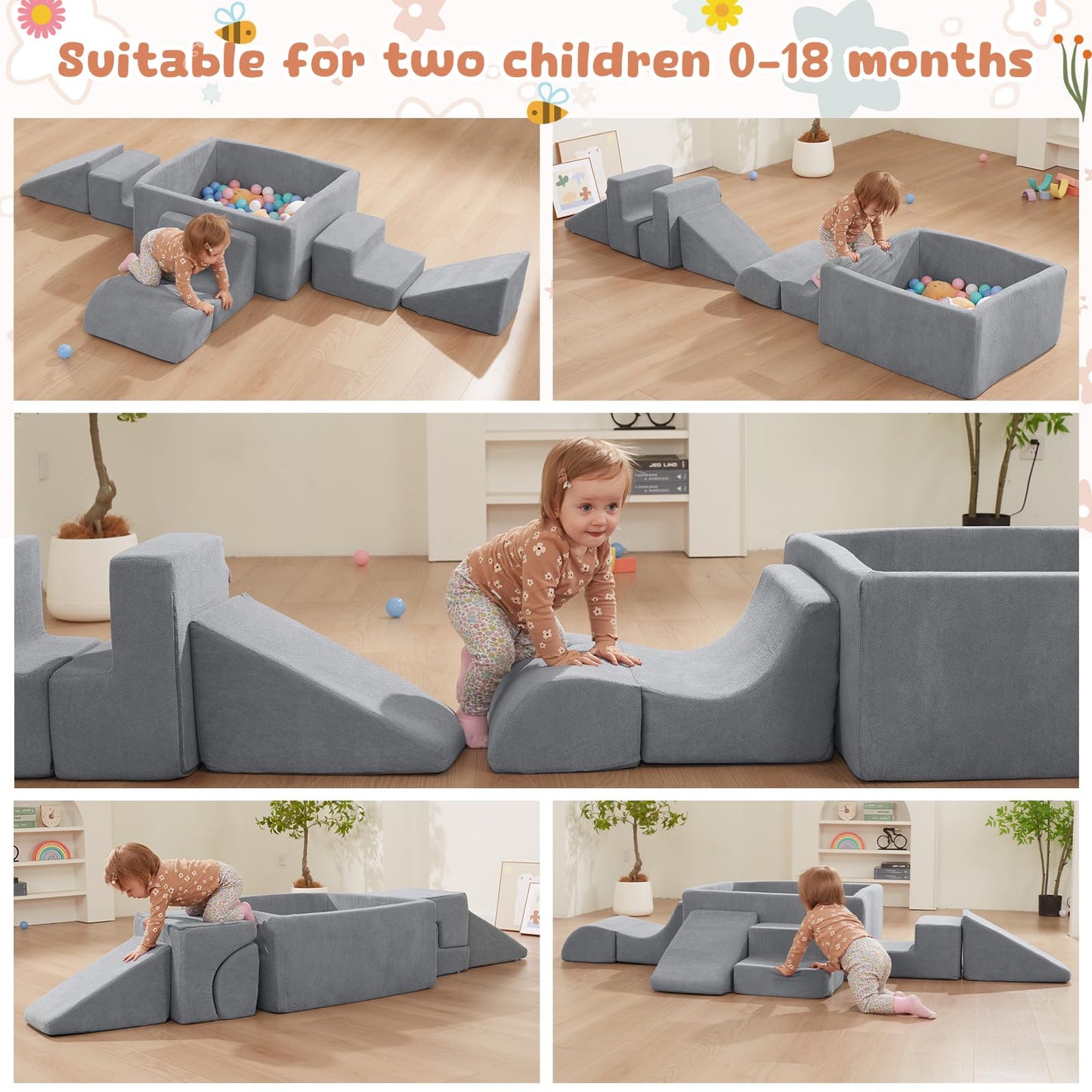 HAHASOLE Foam Climbing Toys for Toddlers – Large Ball Pit & Soft Blocks