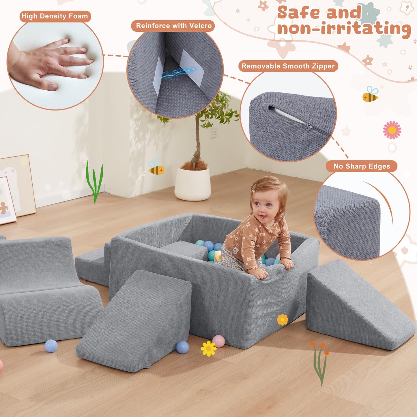 HAHASOLE Foam Climbing Toys for Toddlers – Large Ball Pit & Soft Blocks