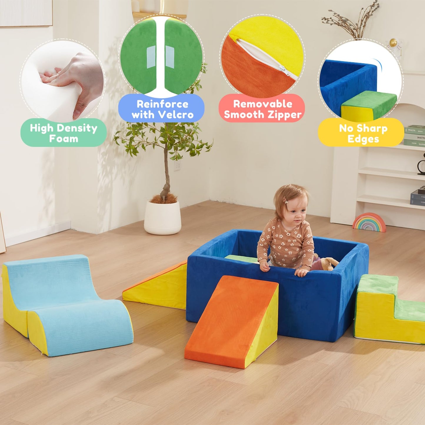 HAHASOLE Foam Climbing Toys for Toddlers – Soft Blocks, Ball Pit, Indoor Playset (Excluding Balls)