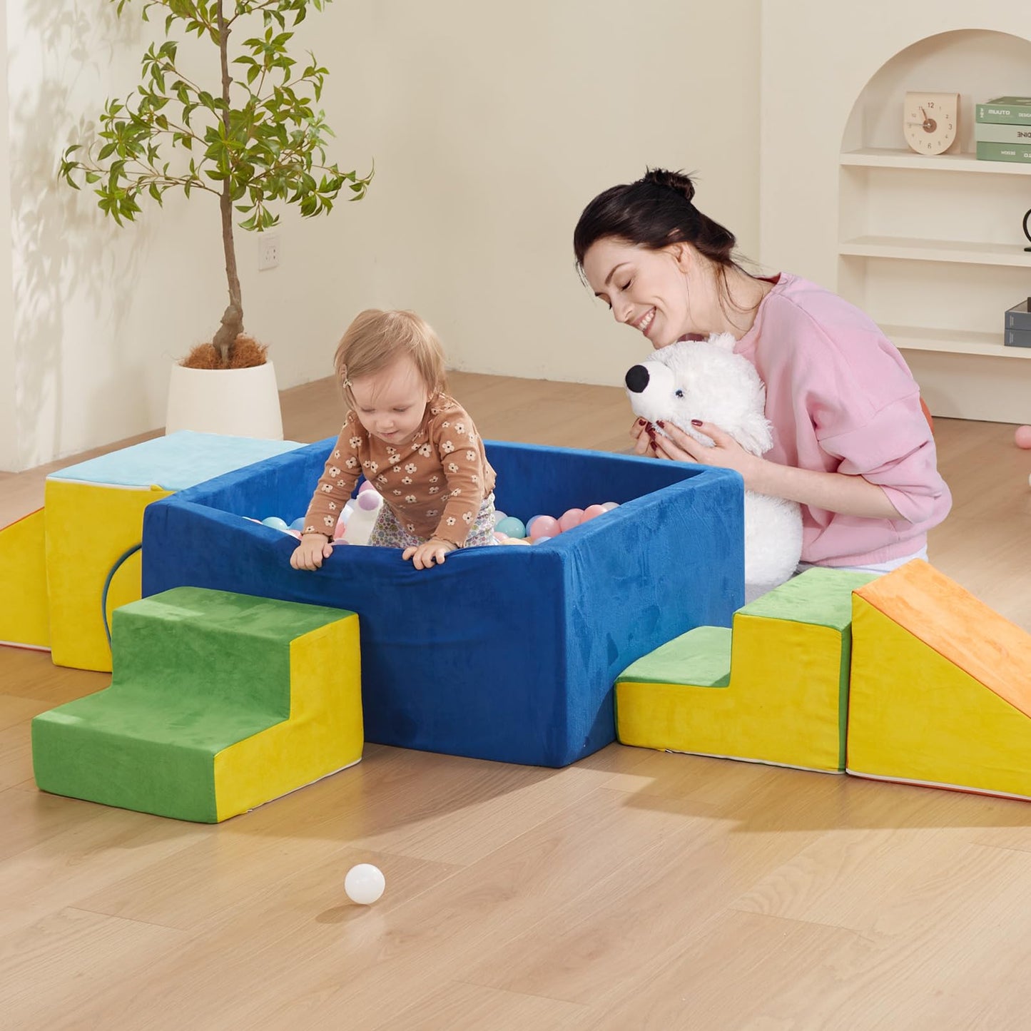 HAHASOLE Foam Climbing Toys for Toddlers – Soft Blocks, Ball Pit, Indoor Playset (Excluding Balls)