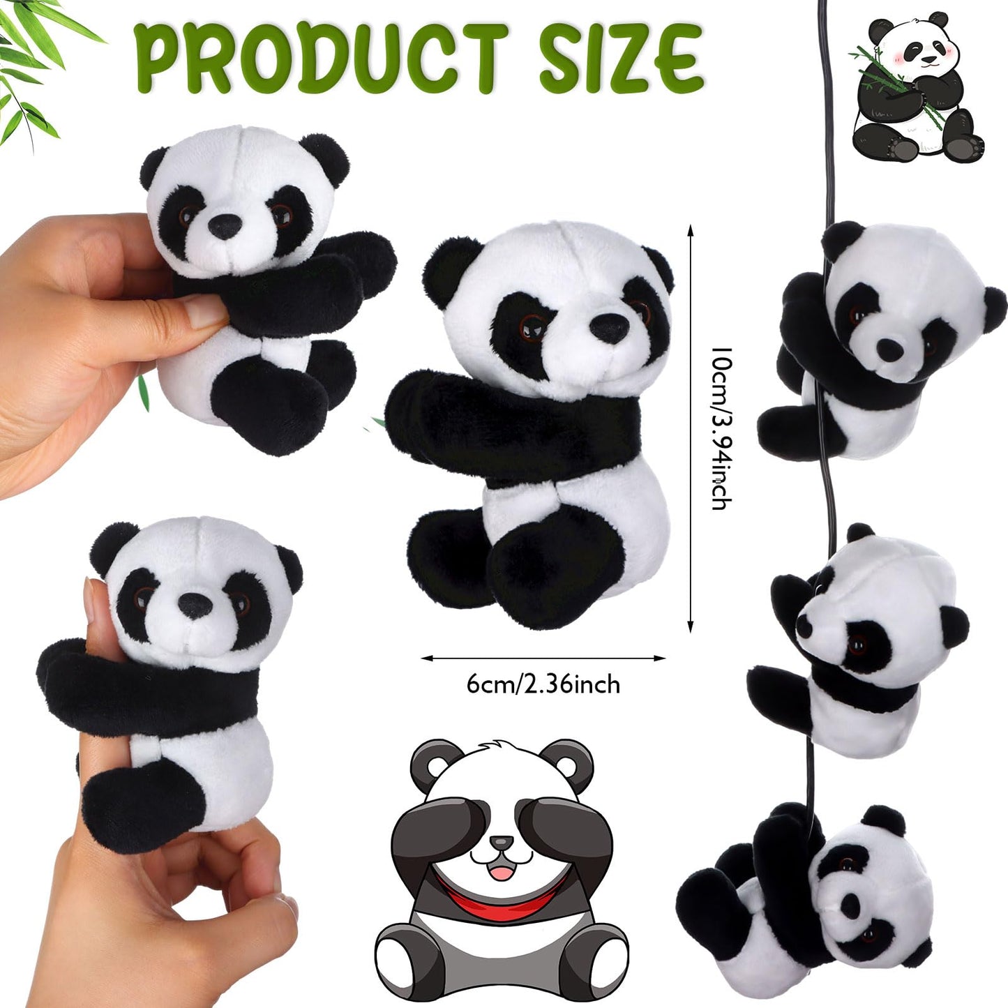 Haiabei 12Pcs Finger Panda Plush Clips – 4-Inch Curtain Holders, Photo Clips & Desk Clips