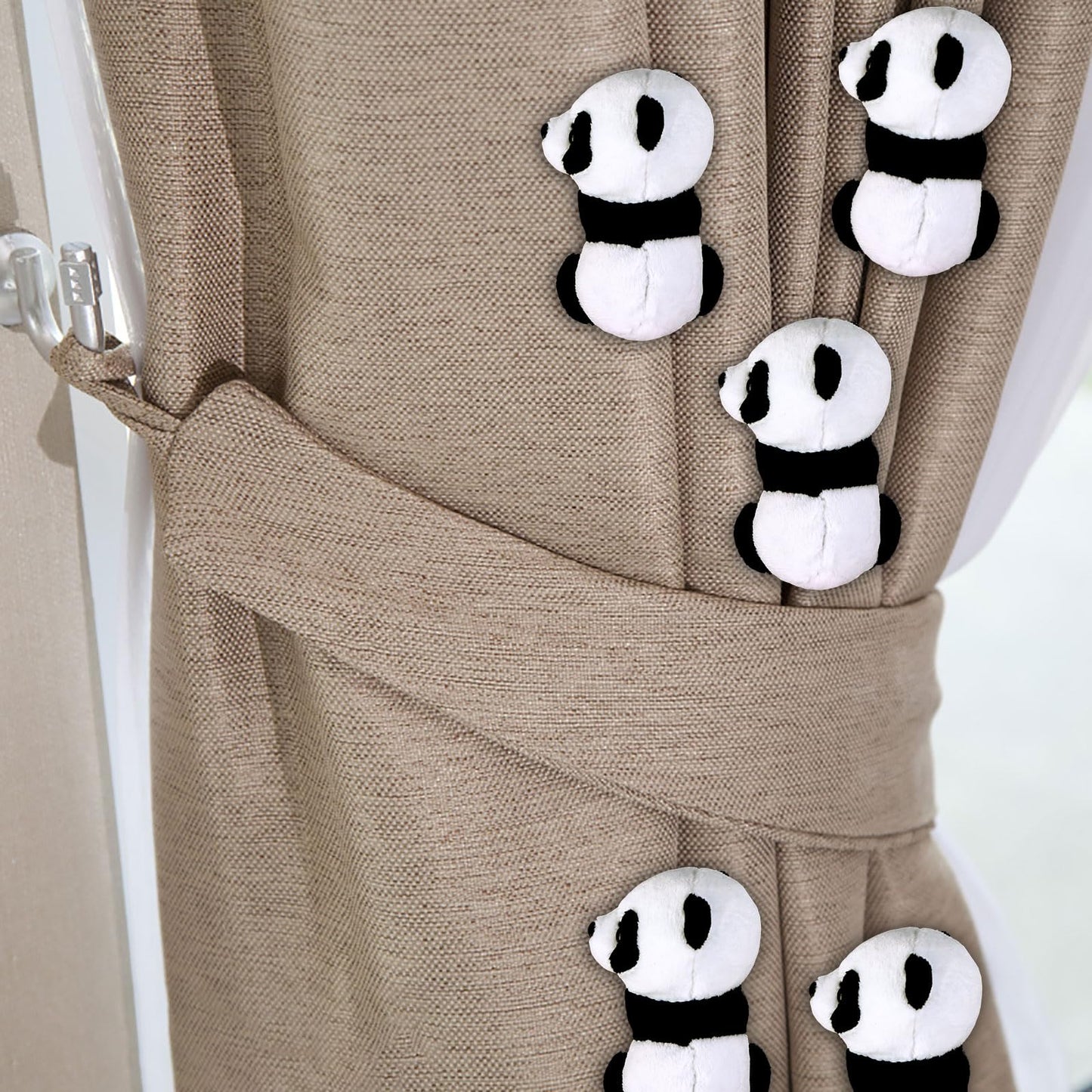 Haiabei 12Pcs Finger Panda Plush Clips – 4-Inch Curtain Holders, Photo Clips & Desk Clips